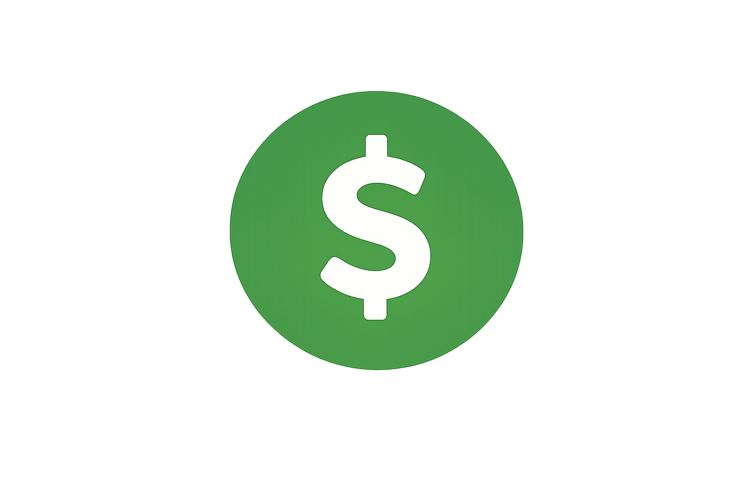Green circle with a white dollar sign in the center.