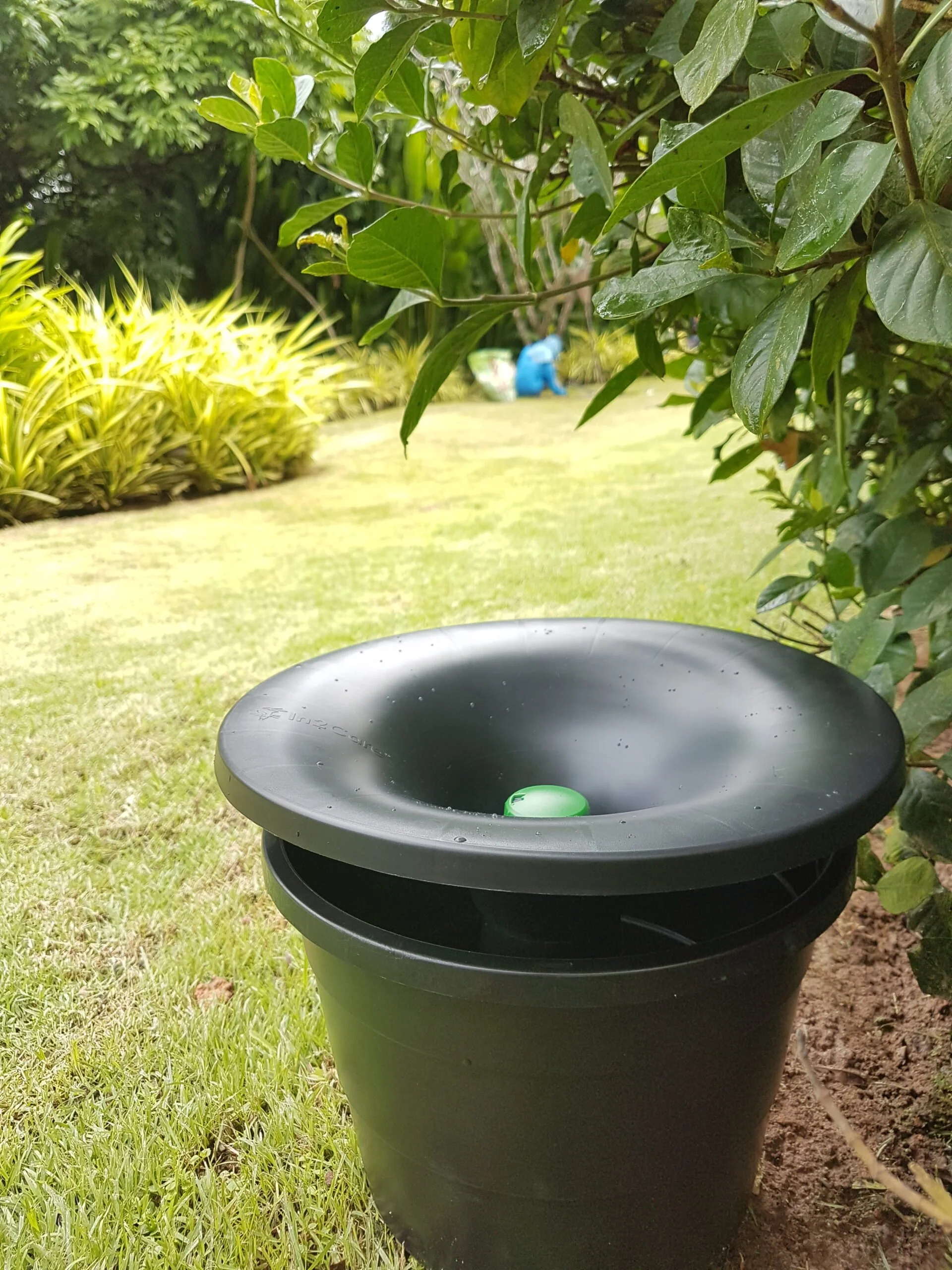 In2Care mosquito control station installed in Oklahoma City backyard for long-term mosquito control