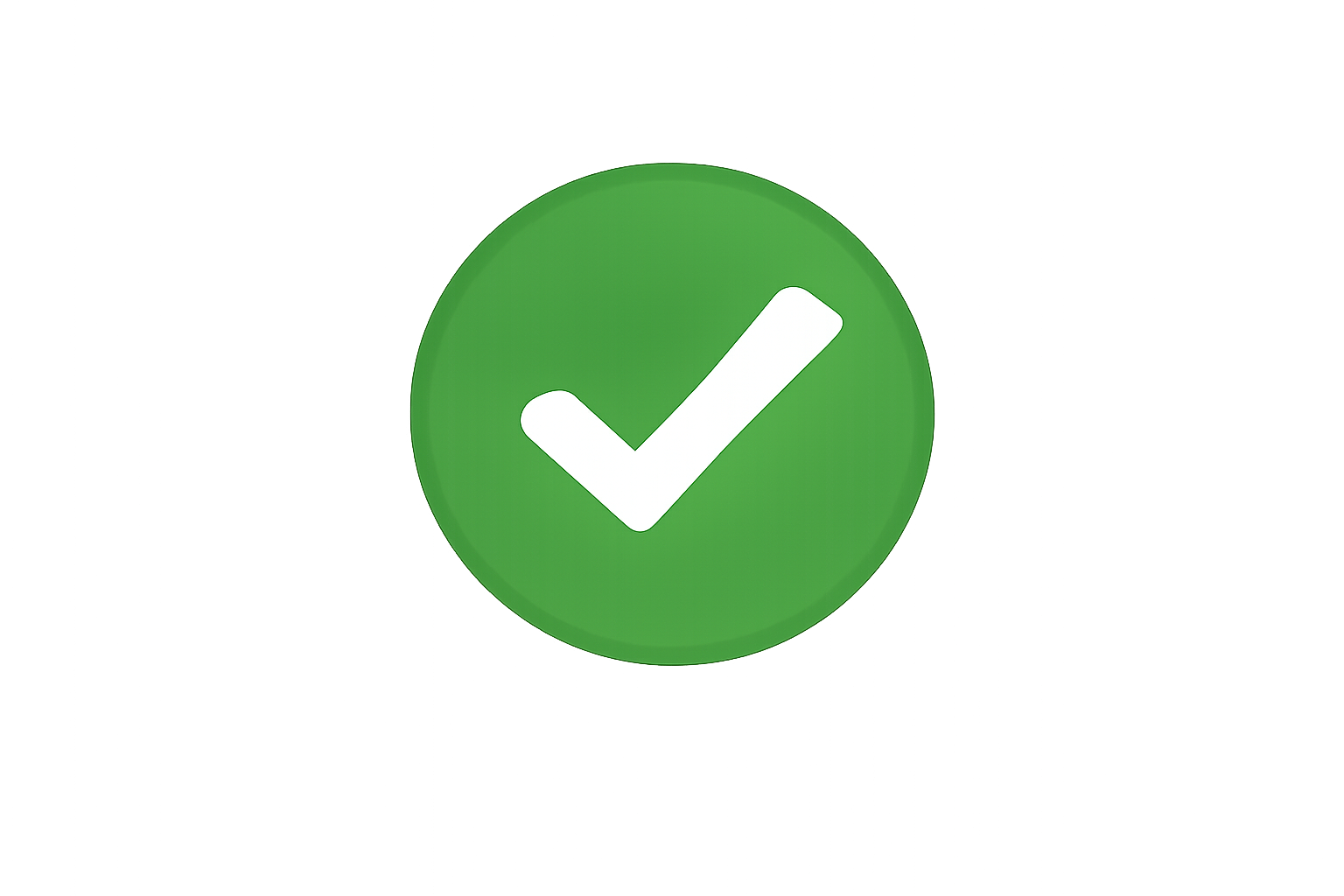 Green circle with a white checkmark in the center.
