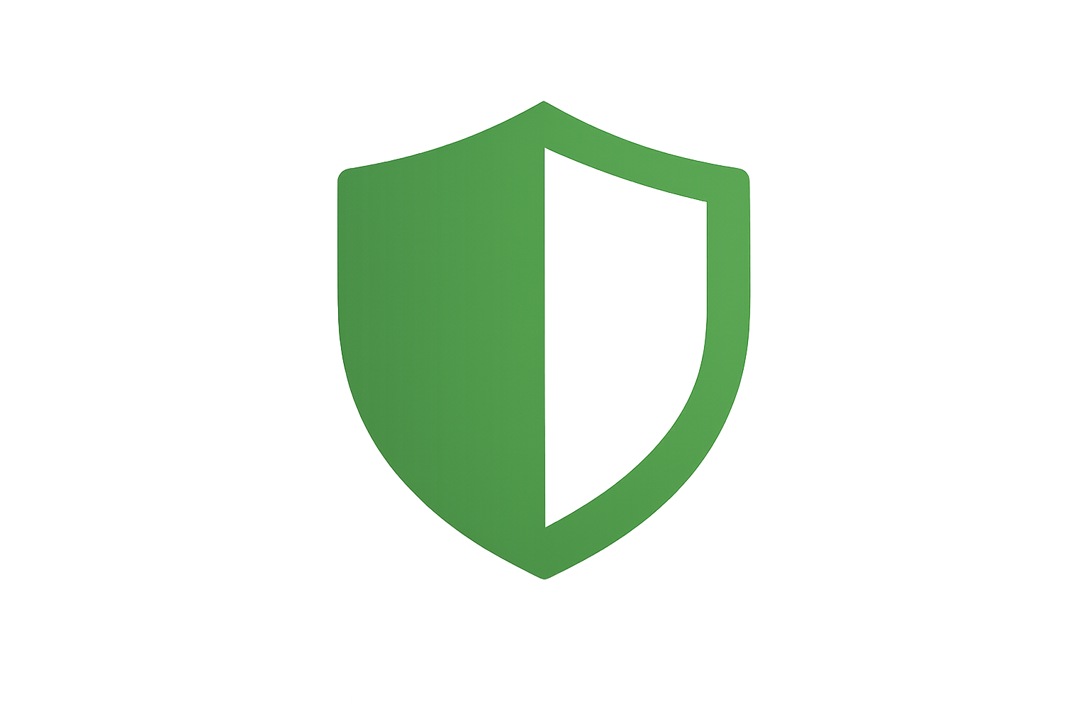 Green shield icon with a white vertical line in the center.