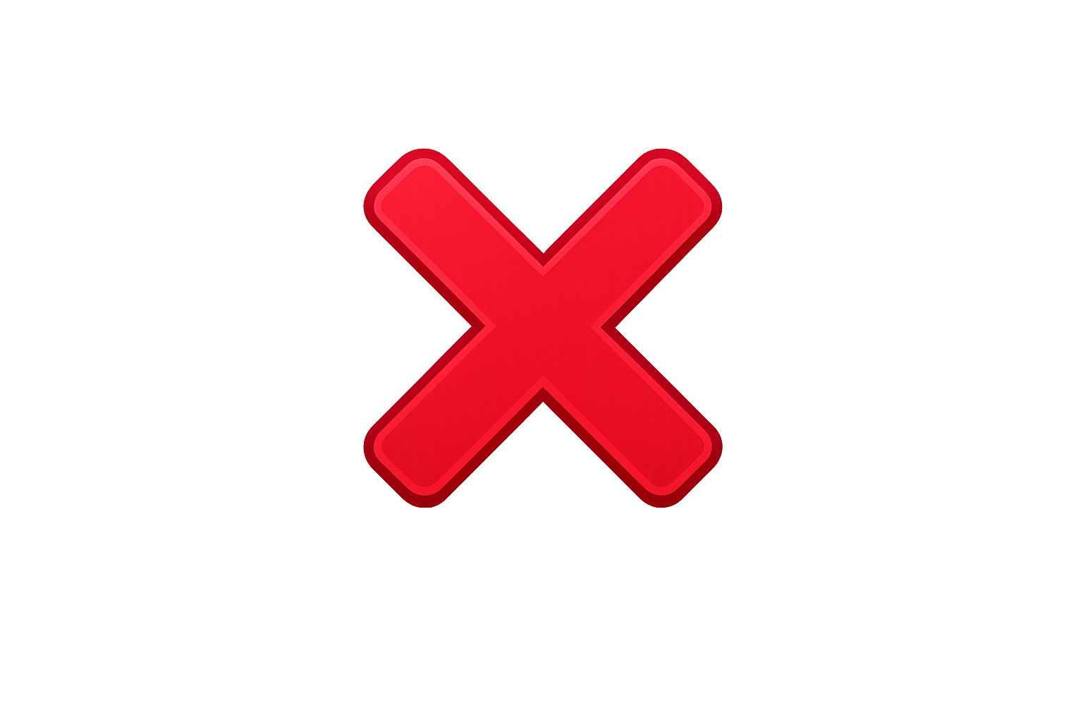A large red 'X' mark symbol representing a negative or wrong indication.
