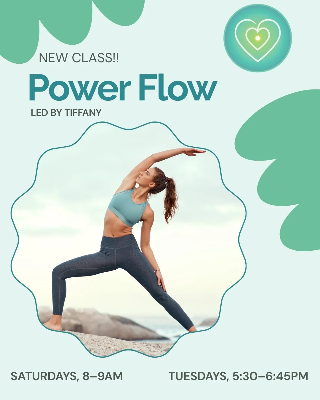 ✨ New Class Announcement ✨
We&rsquo;re excited to welcome Power Flow to our weekly schedule &mdash; led by the amazing Tiffany!
🧘 Saturdays | 8:00&ndash;9:00am
🧘 Tuesdays | 5:30&ndash;6:30pm
What is Power Flow?
Power Flow is an accessible, strength