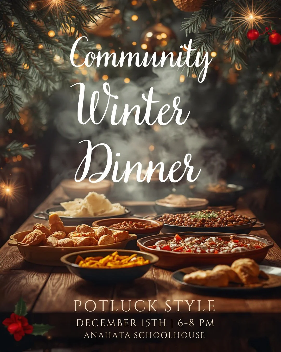 Will you be joining us Monday evening? ✨
🗓 Monday, December 15, 2025
⏰ 6:00&ndash;8:00 PM
Join us for a cozy evening of connection, good food, and heartfelt community 🤍 Our monthly Community Dinner is a welcoming space to gather, share, and nourish