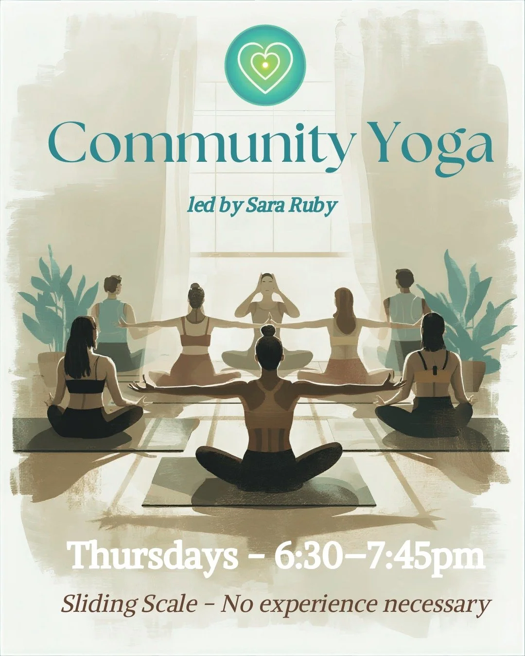 New on the schedule: Community Yoga 🌿🧘&zwj;♀️✨
&bull; All levels welcome 🤍
&bull; Sliding scale pricing 💫
&bull; Led by Sara Ruby 🌱
🕯 Thursdays | 6:30&ndash;7:45pm
We&rsquo;re so excited to bring another accessible yoga offering into the studio