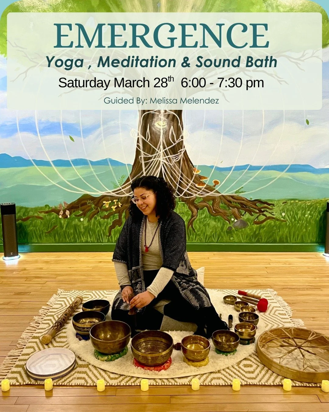 🌸✨ EMERGENCE: YOGA, SOUNDBATH, &amp; MEDITATION ✨🌿

Join us on Saturday, March 28, 2026, from 6:00 PM to 7:30 PM for a 90-minute journey that invites your authentic self to rise this spring! Just like tender sprouts breaking through the soil, it's 