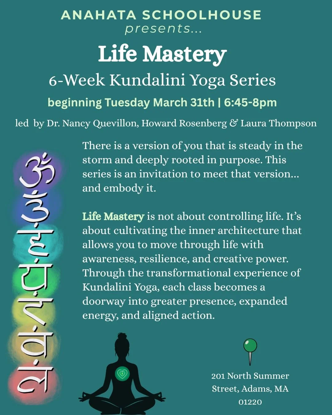 ✨ Life Mastery ✨
A 6‑Week Kundalini Yoga Series
From Reaction to Creation 🌿
There&rsquo;s a steady, rooted version of you waiting to be embodied. Life Mastery invites you to cultivate the inner architecture for awareness, resilience, and creative po