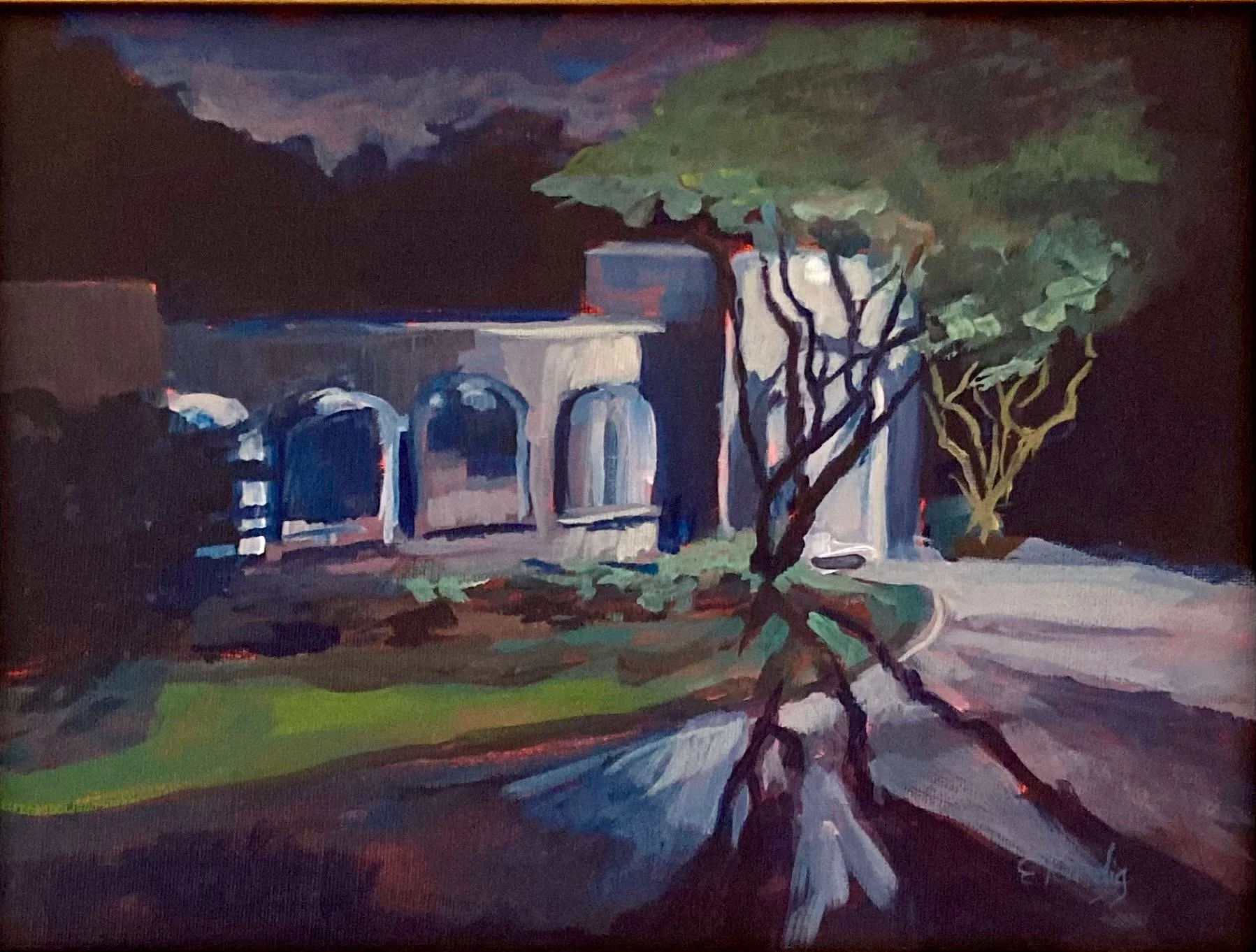 Night Pool, 9x12, acrylic on canvas, $250