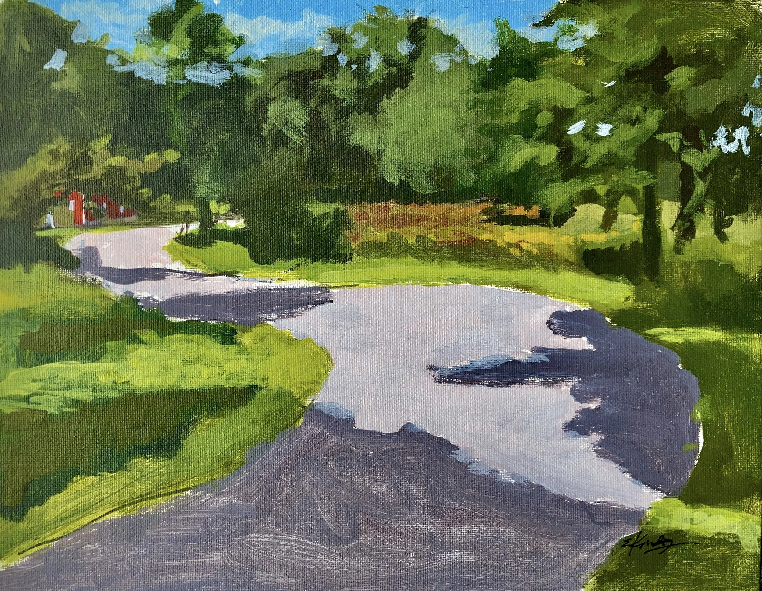 "LeRoy Oakes Afternoon," 14x11, acrylic on canvas board, available at Fine Line Art Center, Dempsey Artisan Shop, St. Charles, IL