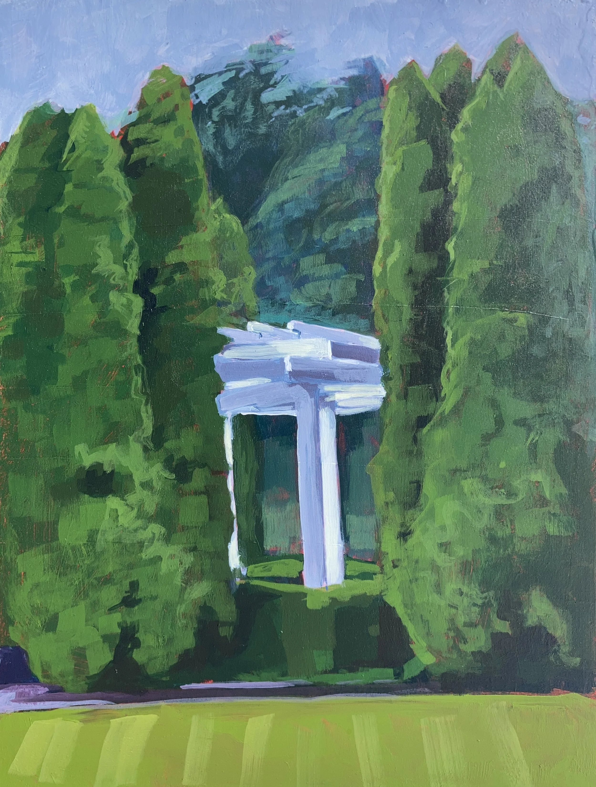 Pergola in the Park, 12x9, acrylic on panel, $250