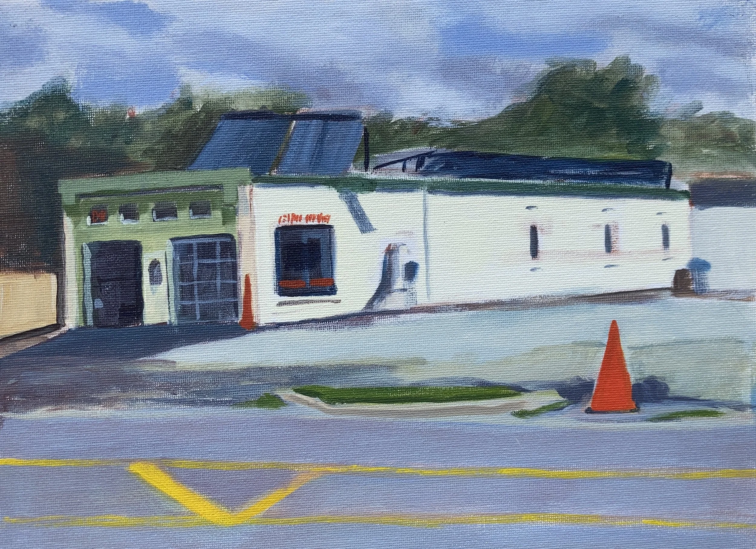 Geneva Car Wash, 9x12, acrylic on canvas board, $250