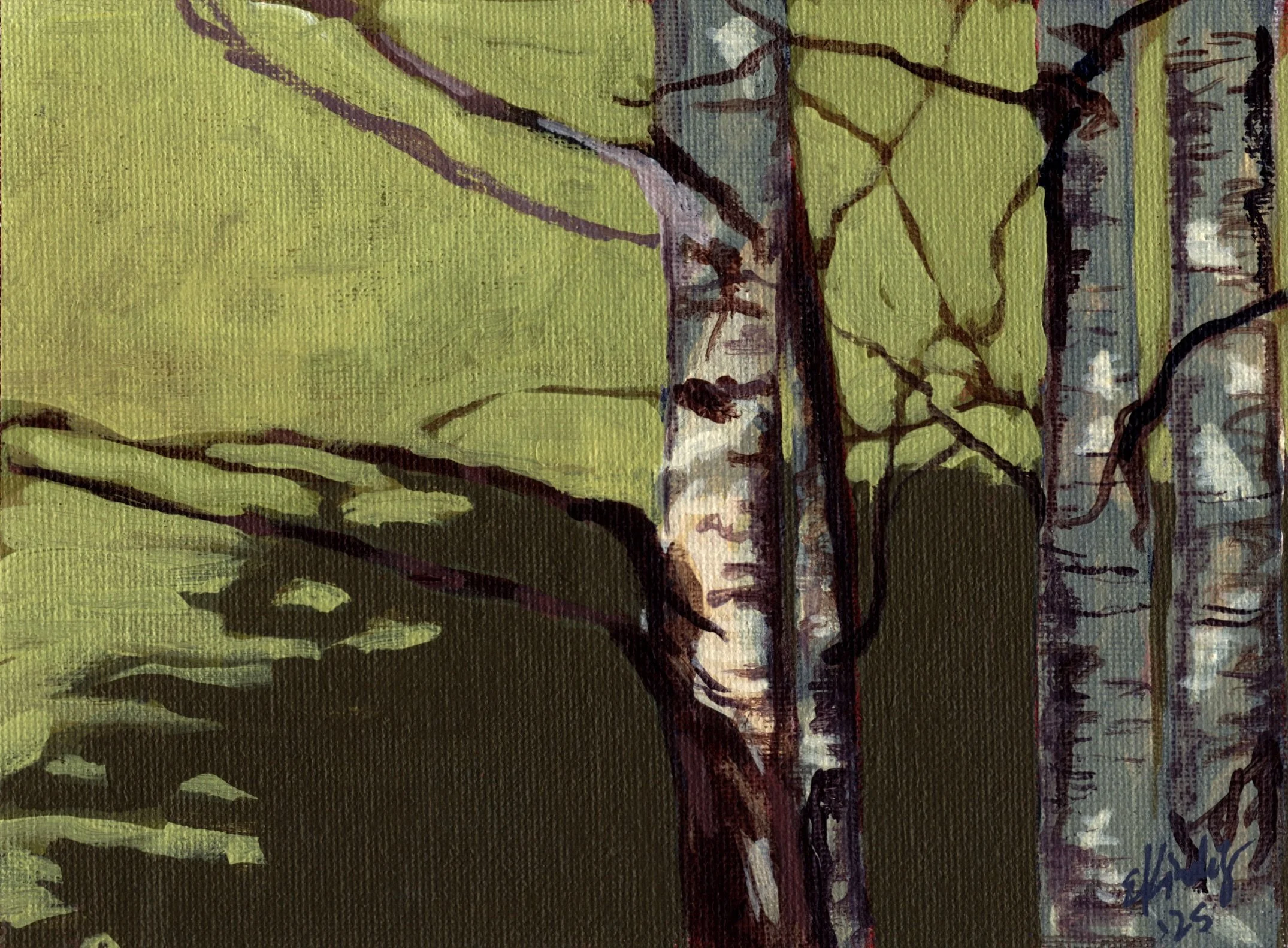 SOLD Aspens, 5x7, acrylic on canvas