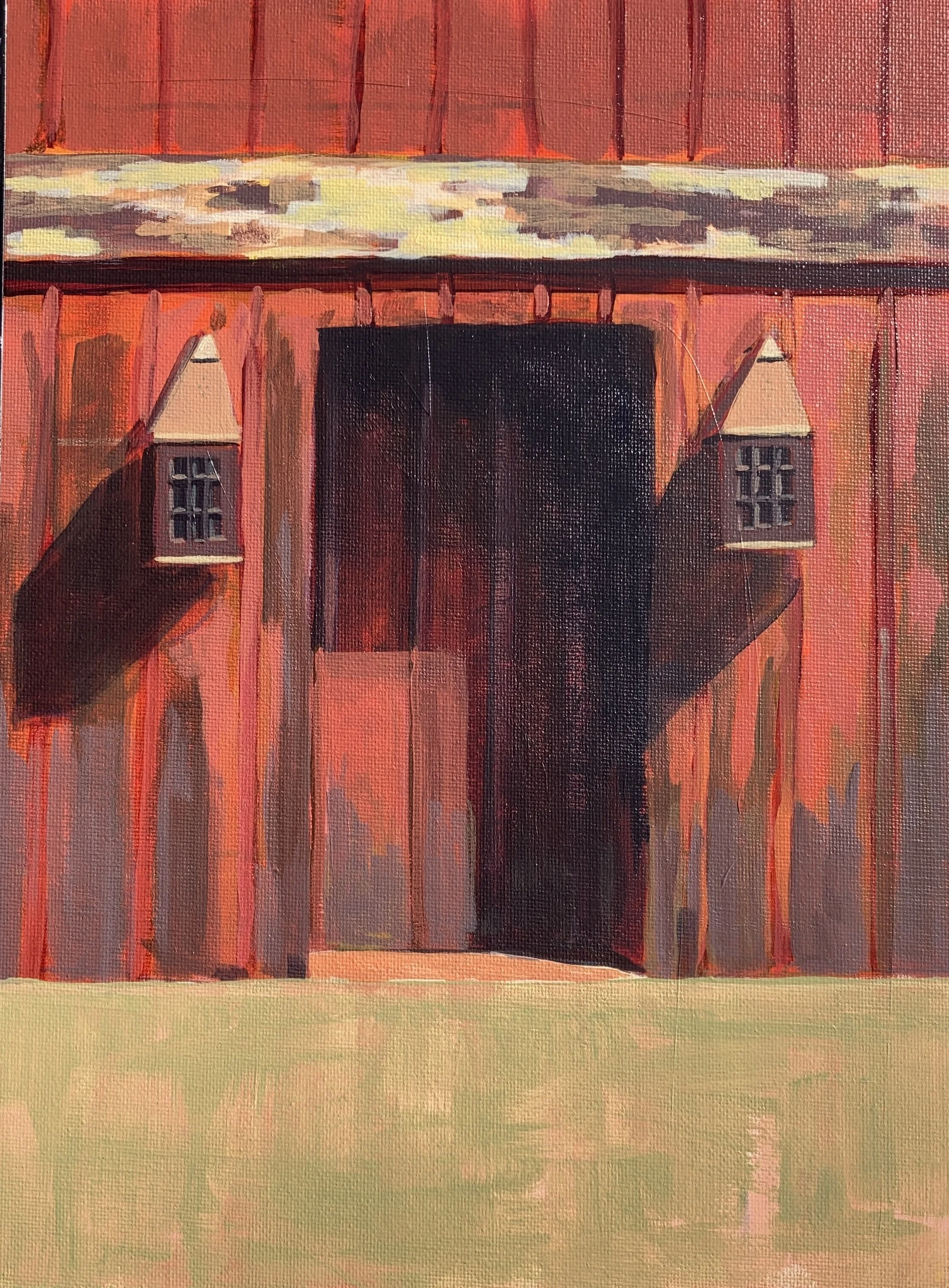 Red Barn Door, 12x9, acrylic on canvas, prints available