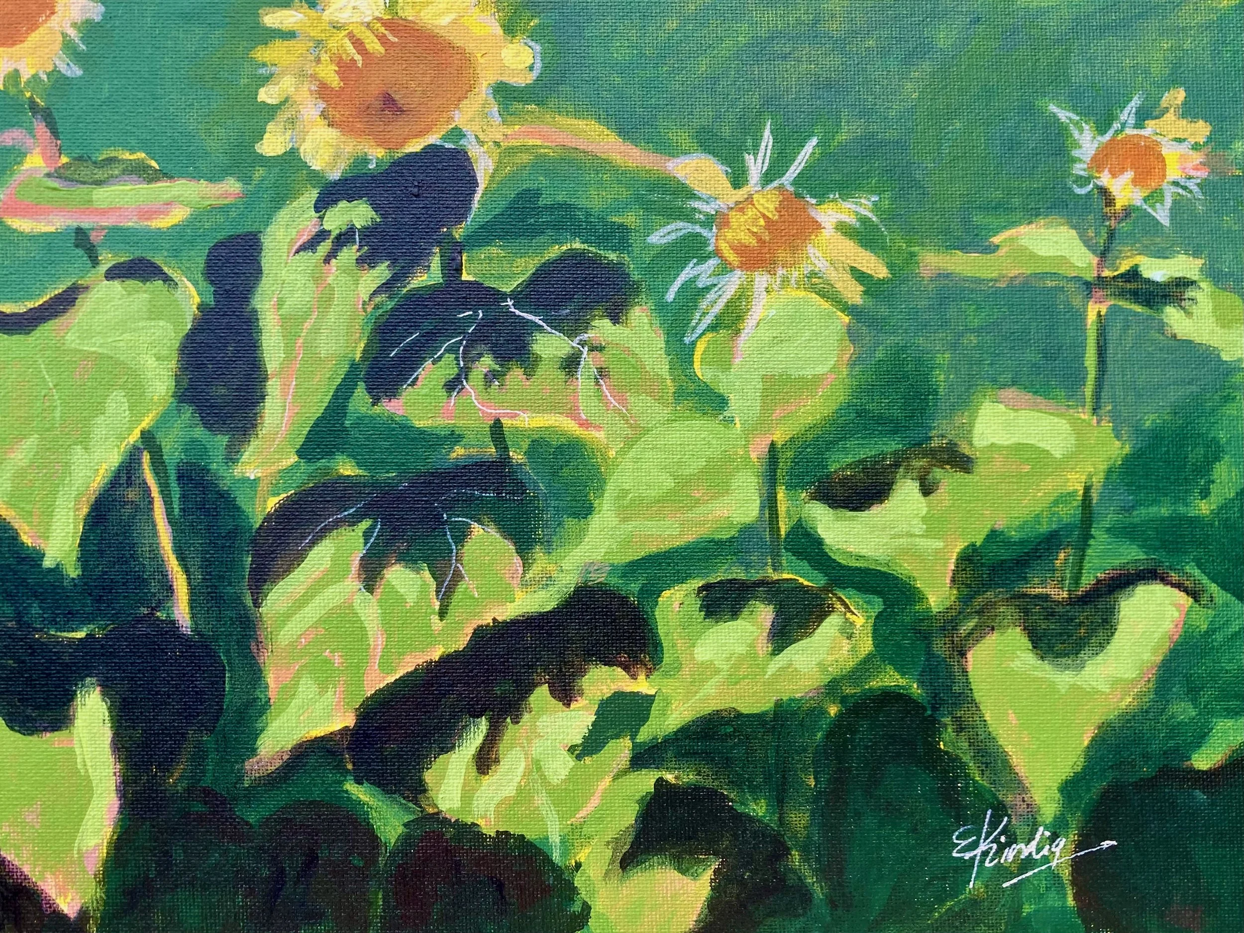 Ross's Sunflowers, 9x12, acrylic on canvas, $250