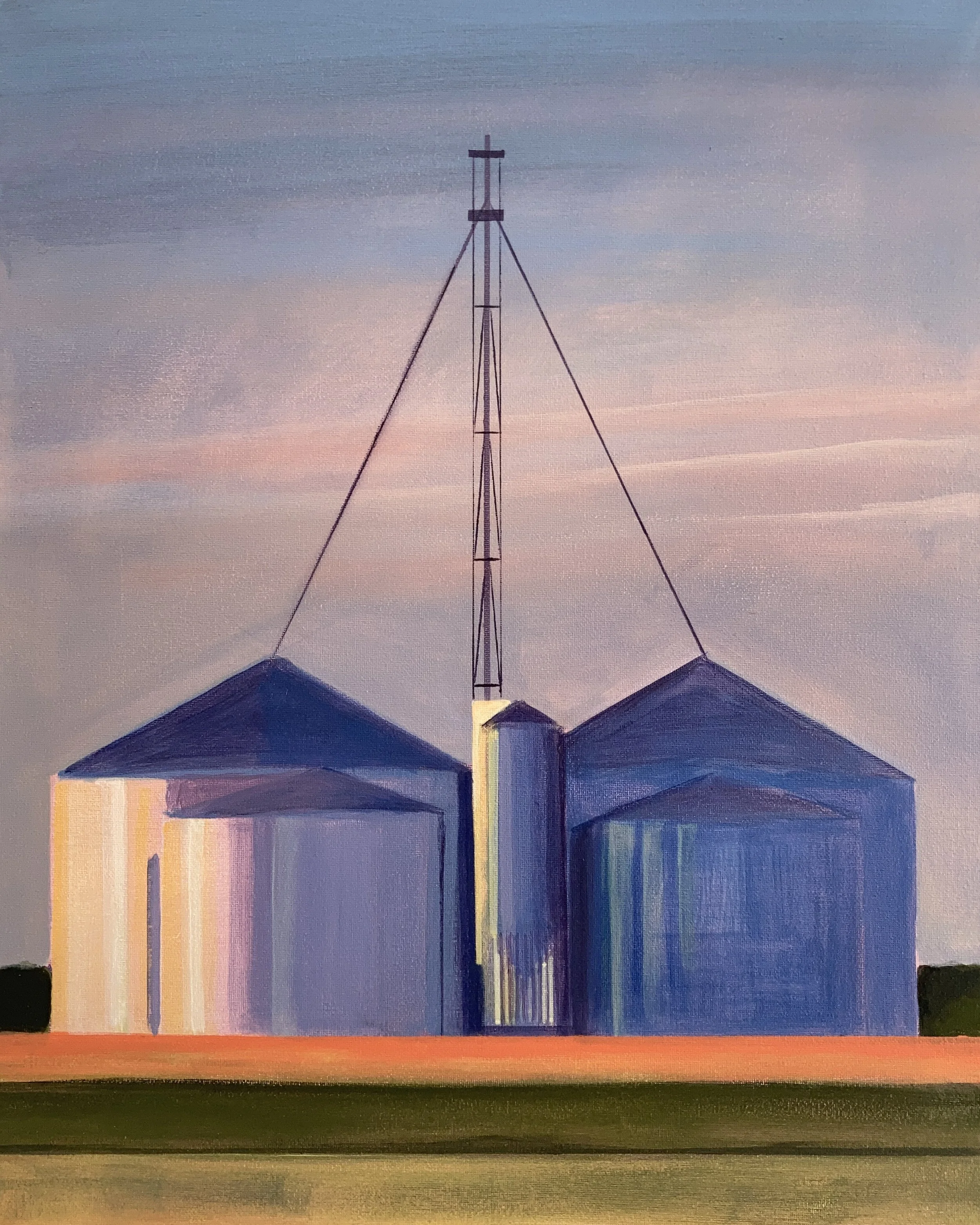 Bins at Sunset 16" x 20" acrylic on canvas