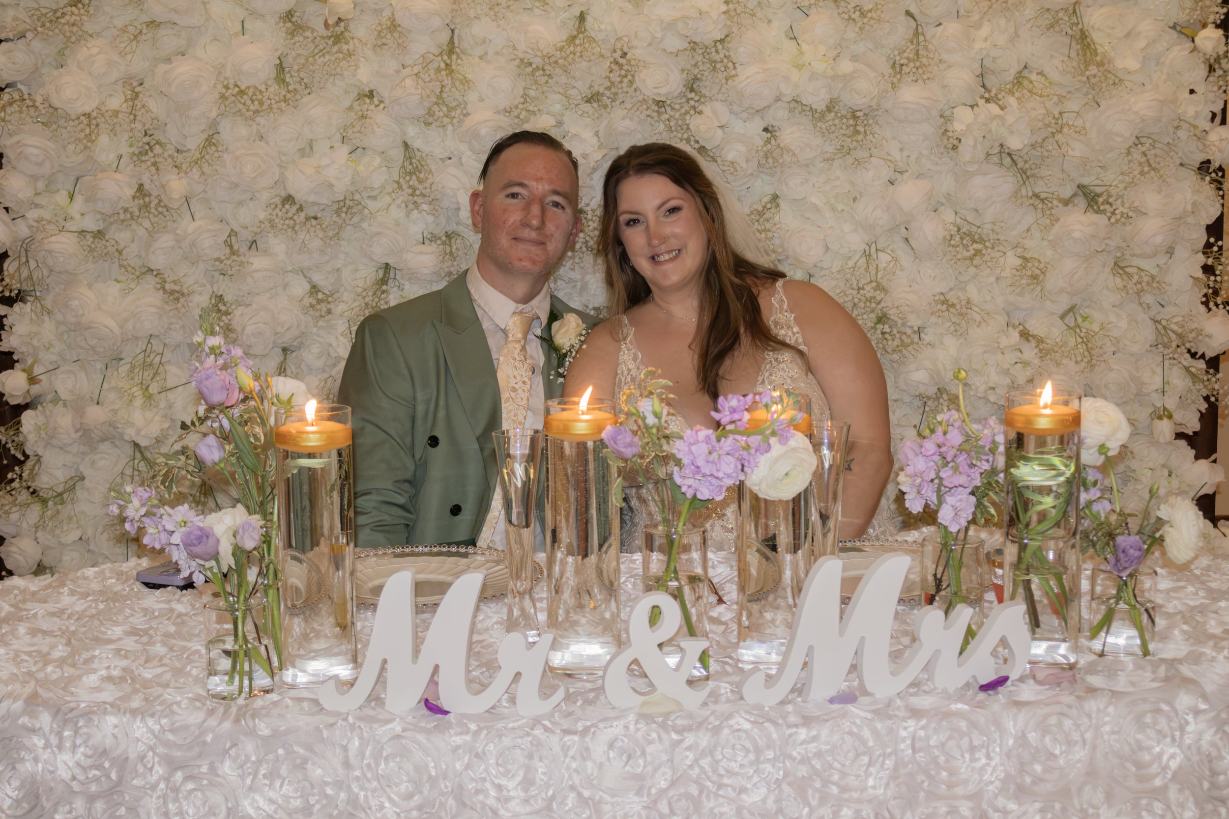 Brittany & Allen’s Luxury Wedding | The Grand Chateau Owl Wedding and Events Venue | Couple at Sweetheart Table