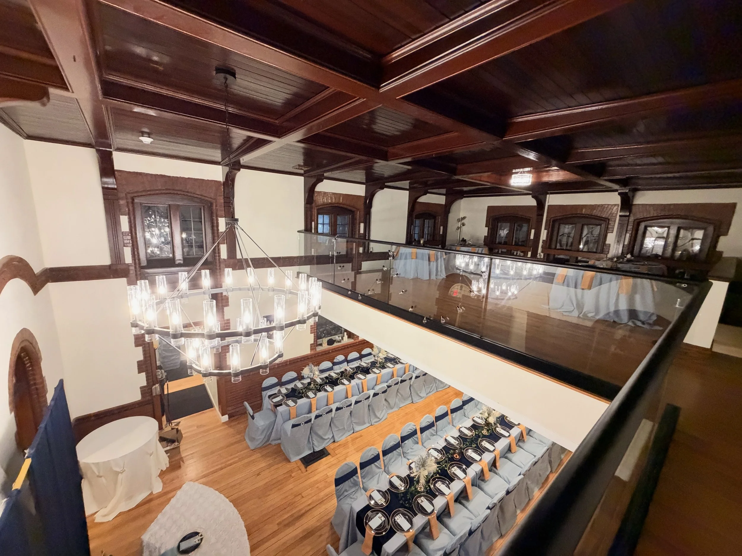 Sarah & Eric's Luxury Wedding | The Grand Chateau Owl Wedding and Events Venue | View from Mezzanine