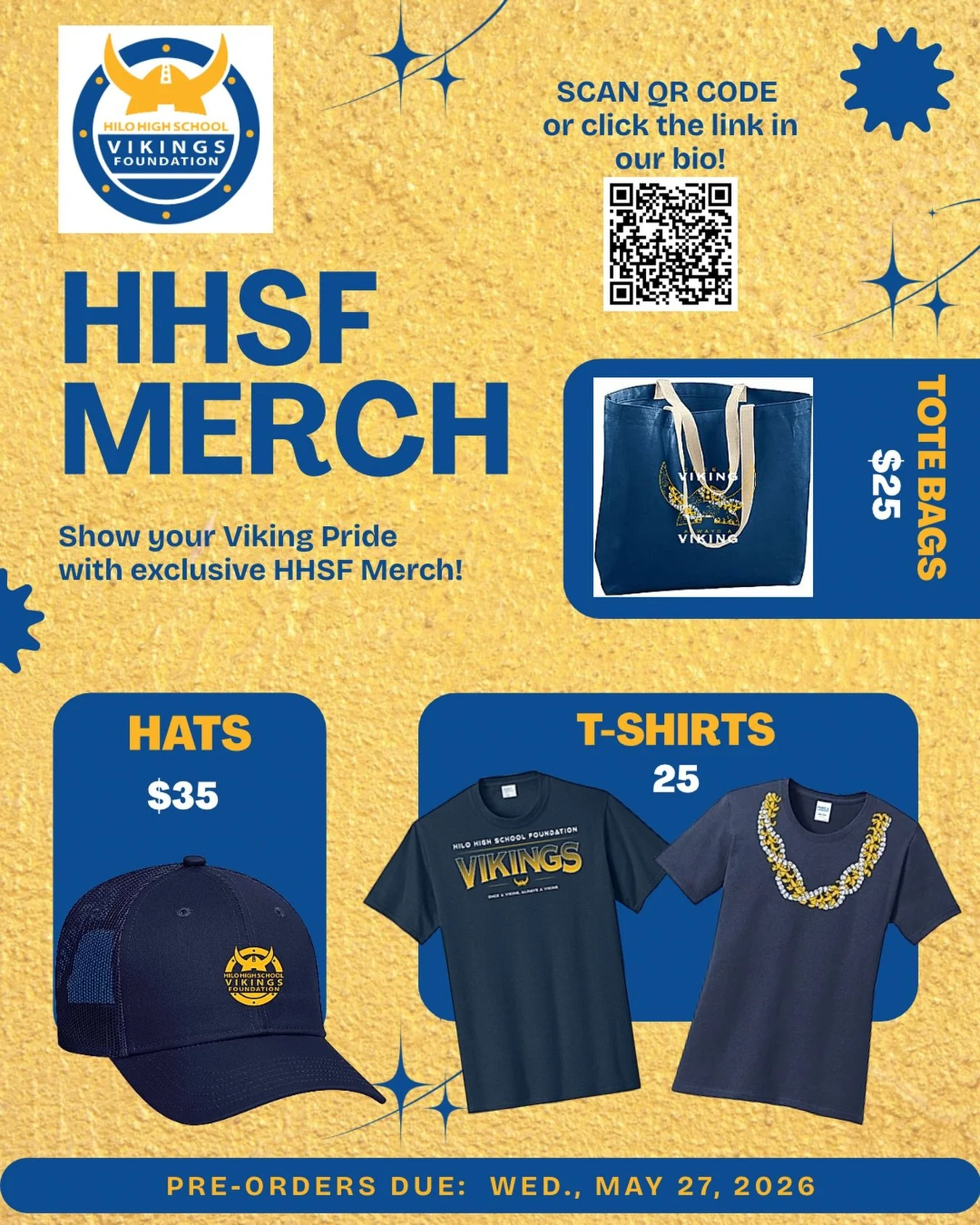 Show your Viking Pride with new HHSF merch! 💙💛 

🧢: $35
👕👚: $25
👜: 25 

Click the link in our bio to place your order today🔗 

Pre-orders are due by Wed., May 27📆