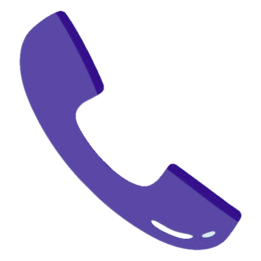 Icon of a traditional landline telephone receiver in purple.