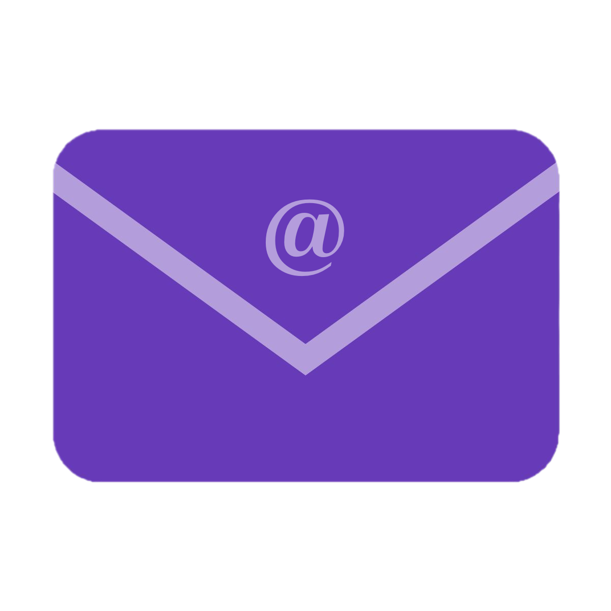 A purple envelope icon with a white at symbol (@) on it.