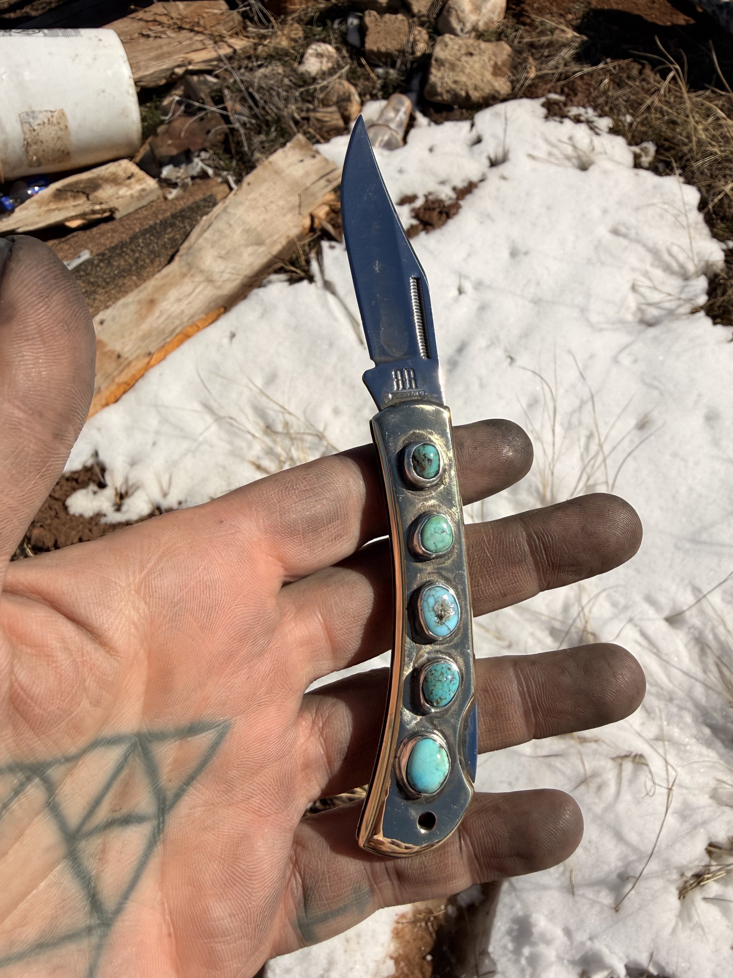 Turquoise Brass Pocketknife