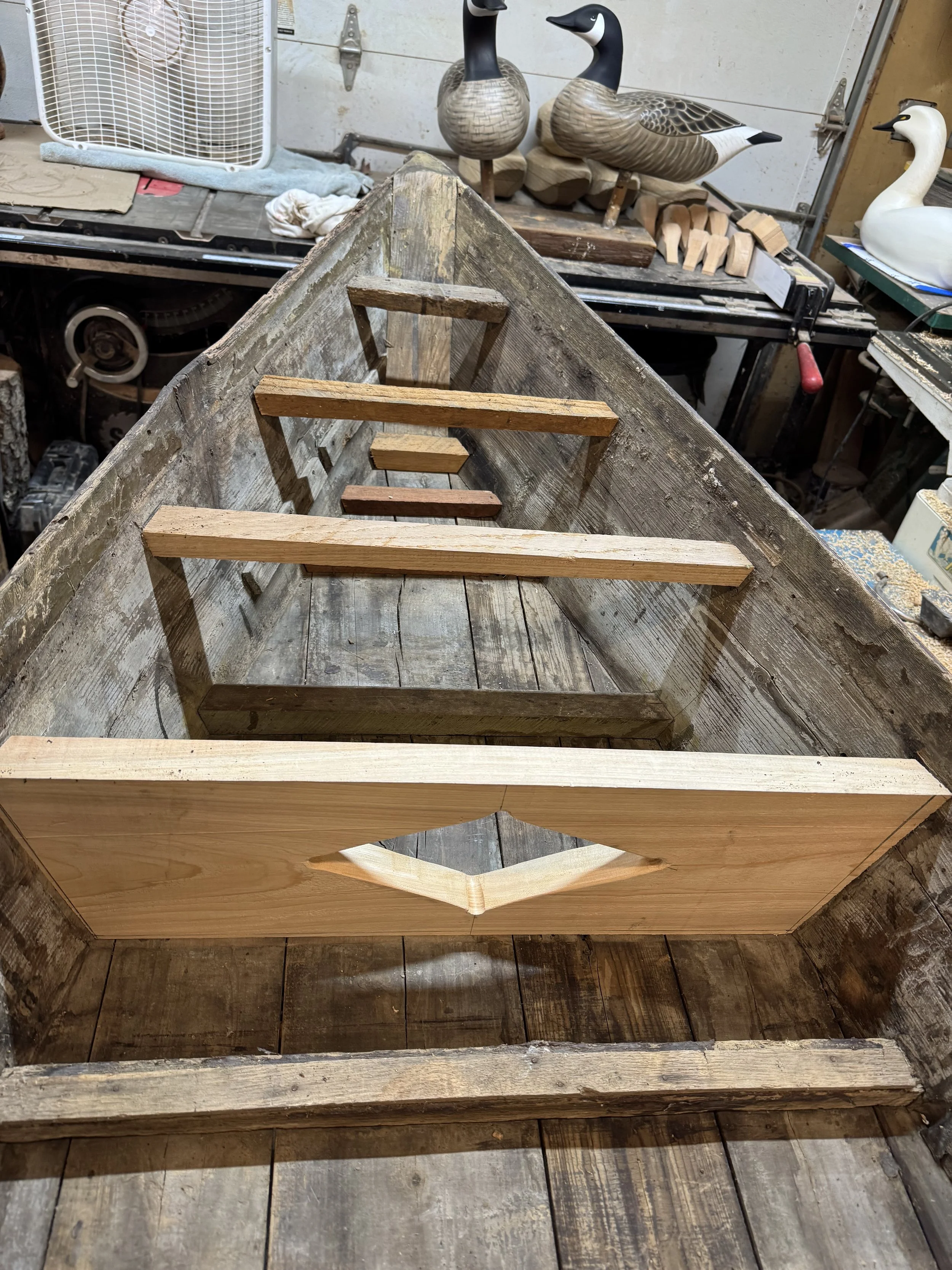 Deck frame and front bulkhead replacement.