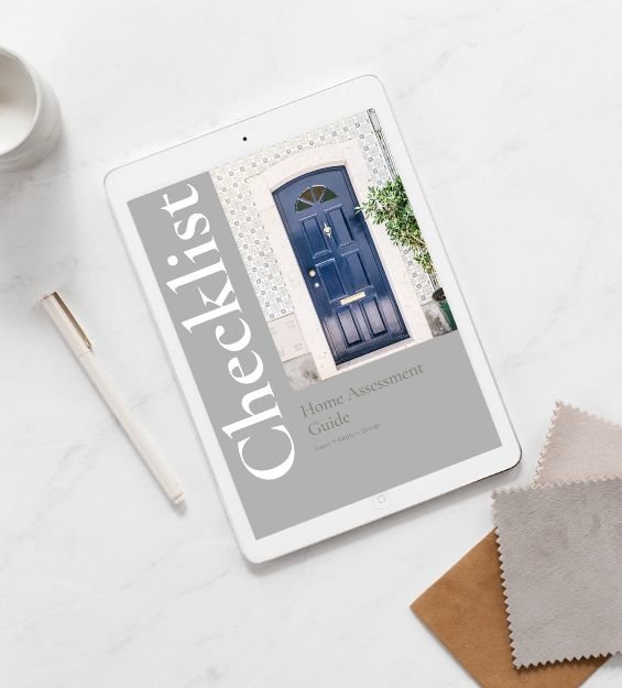High-end kitchen and interior design in Fairfield County CT & Charlotte, NC: iPad mockup of the Home Assessment Guide checklist by Dawn P. Gepfert Design.