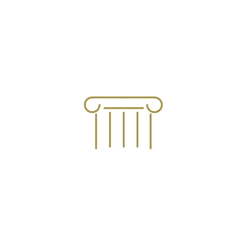 Minimalist icon of a classical column in gold color