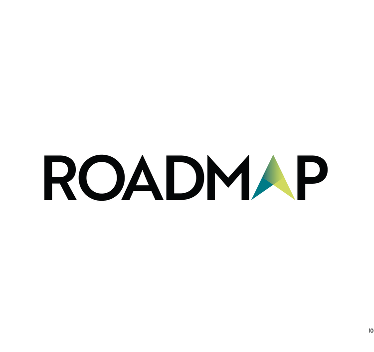 The word 'ROADMAP' with the letter 'A' stylized as a green triangle with a blue shadow.