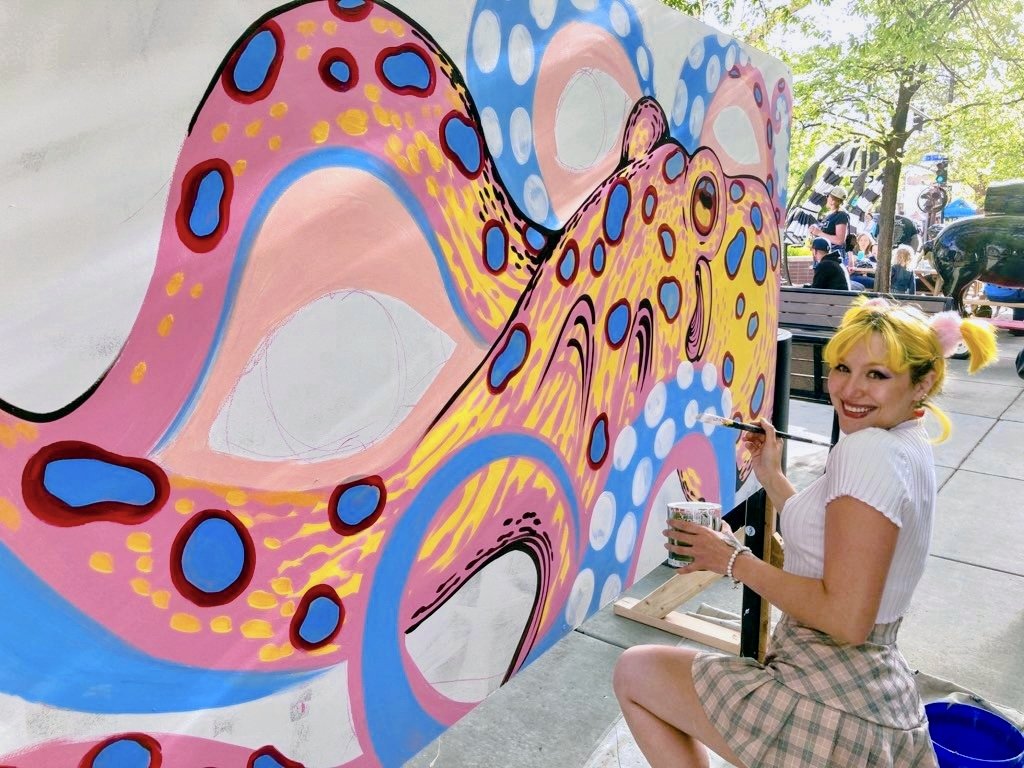 Live mural demo for downtown festival "Rides n Vibes."