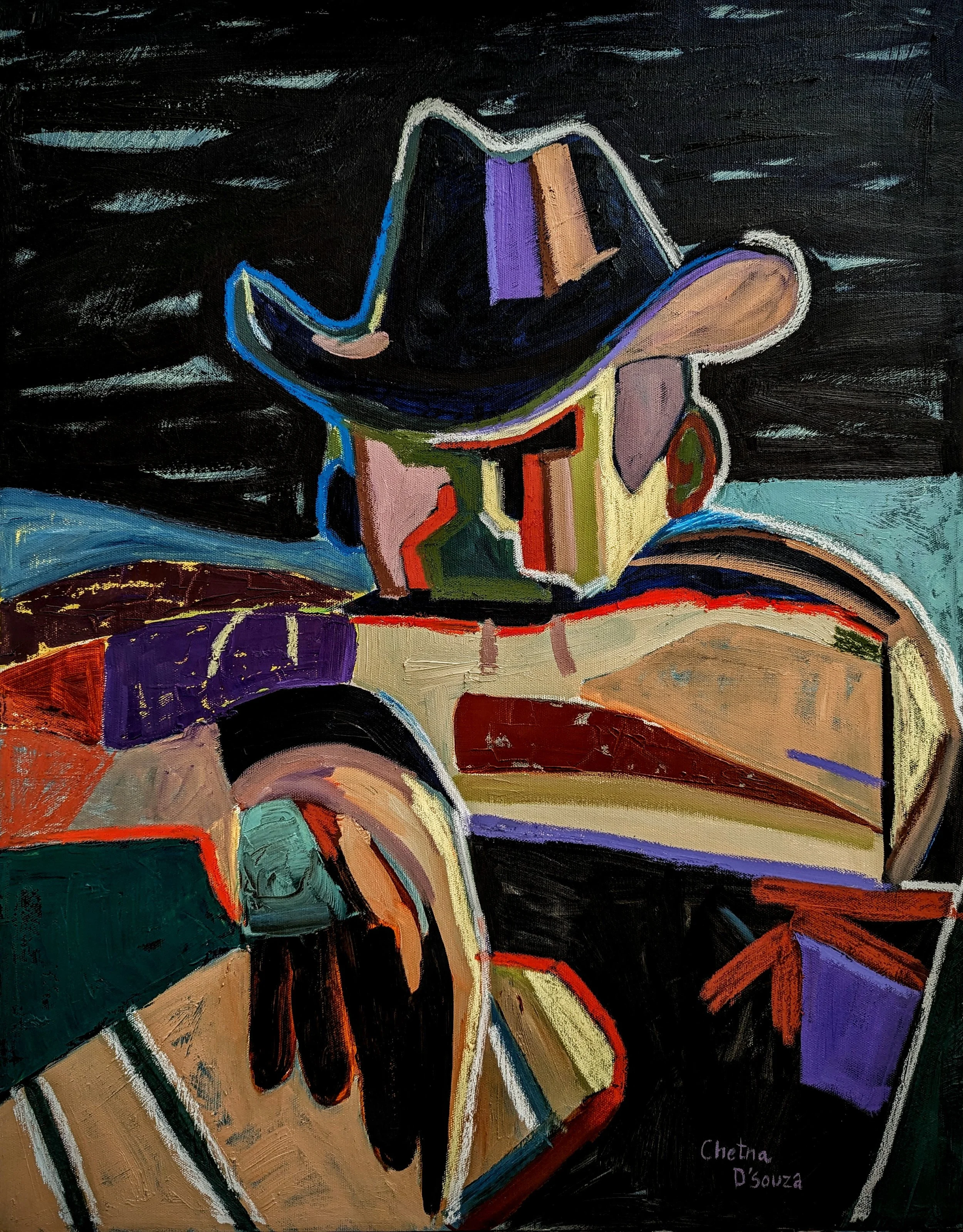 'The Cowboy Sheriff' 22x28x0.75 inches Oil on stretched canvas