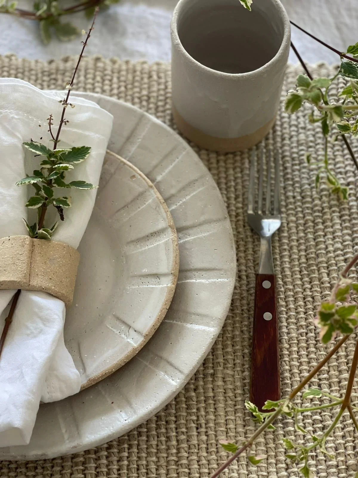 Linen White Ridges Side Plate