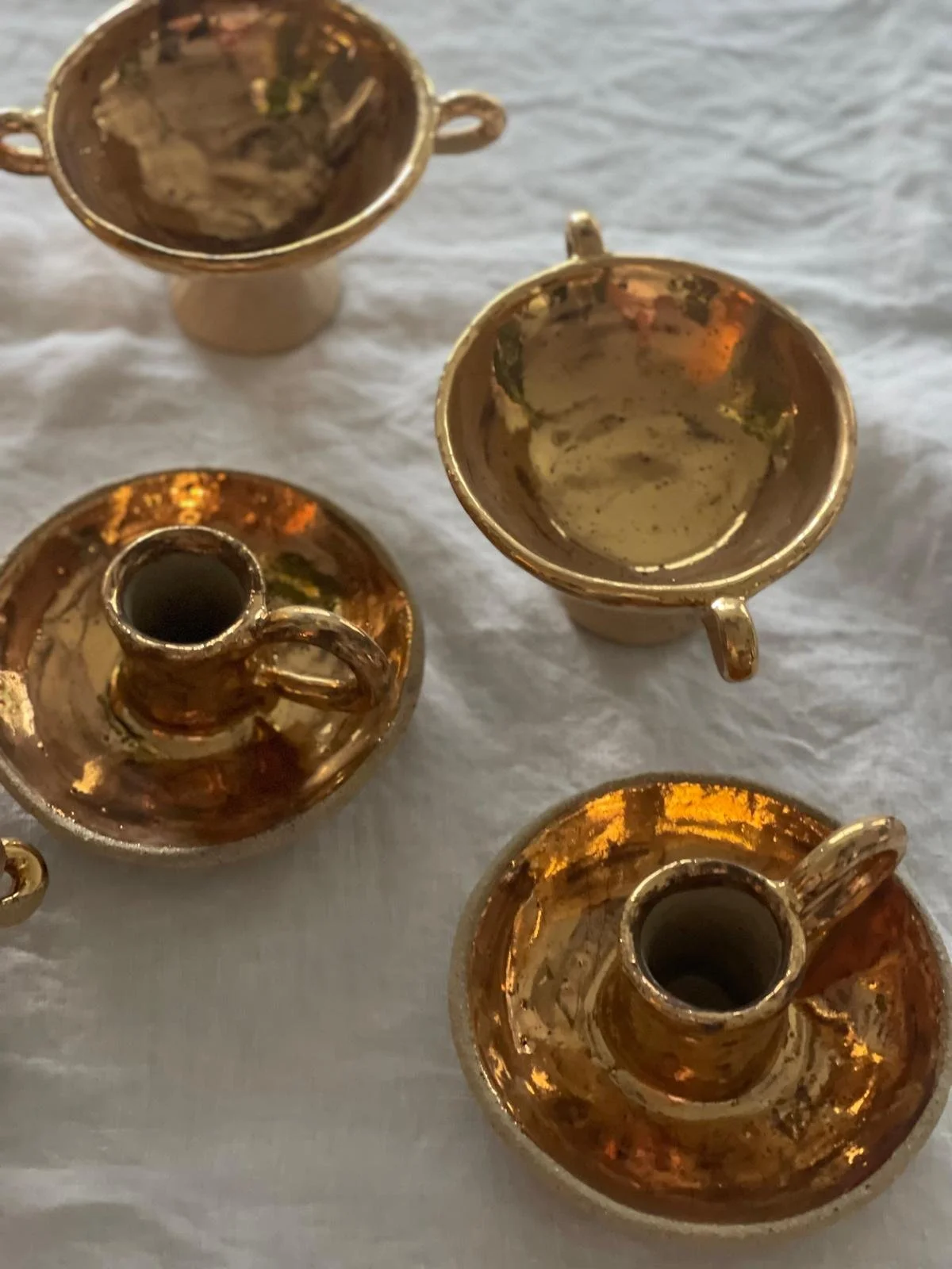 Cream & Gold Candle Holder