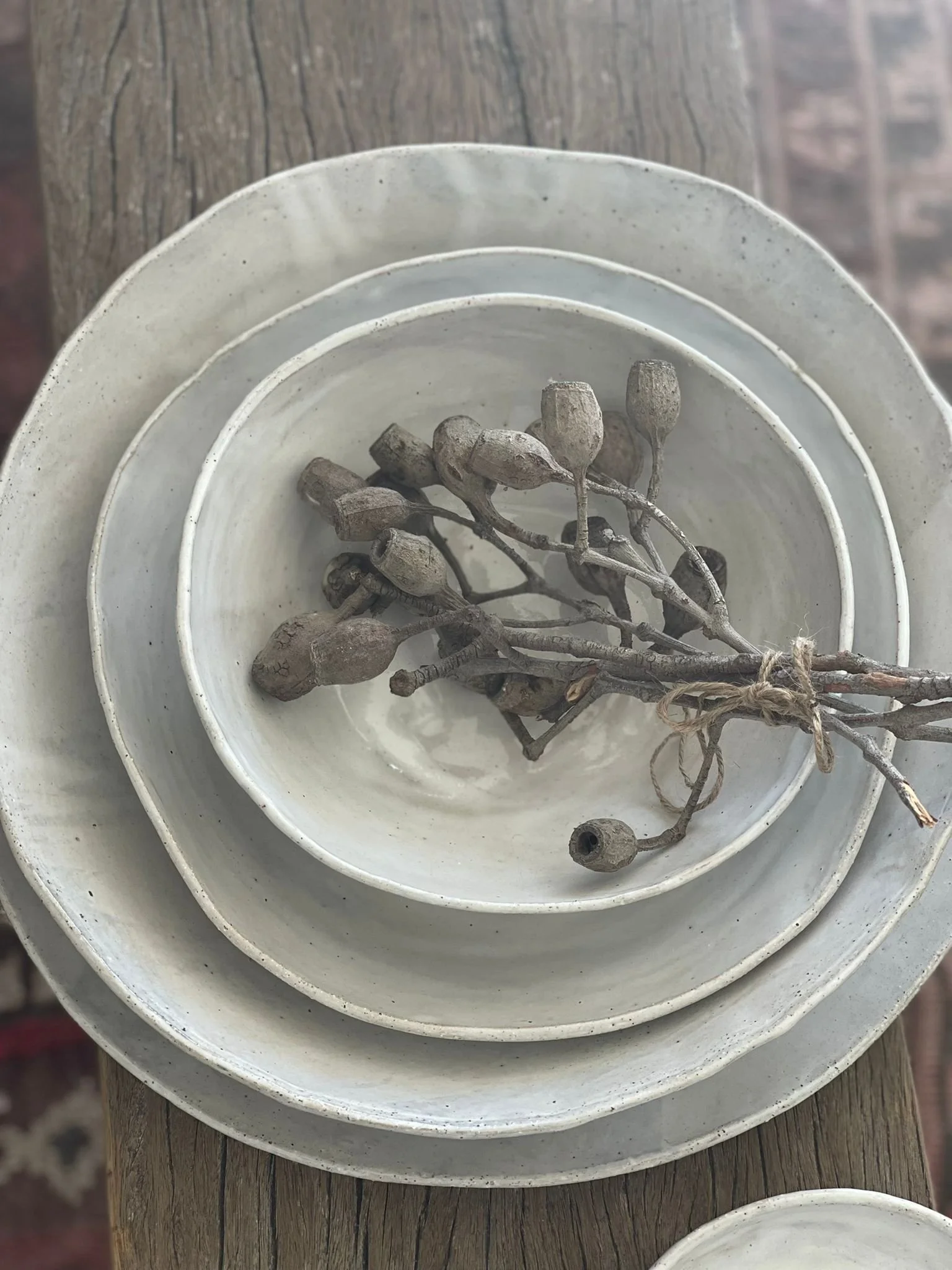 A handcrafted French White Large Serving Bowl (35cm) by Melissa Lellouche, featuring a glossy white ceramic finish, ideal for serving salads, pasta, or shared dishes with elegance.