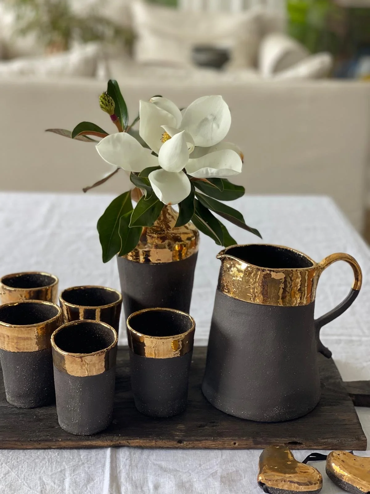 Black & Gold Water / Vase Jug