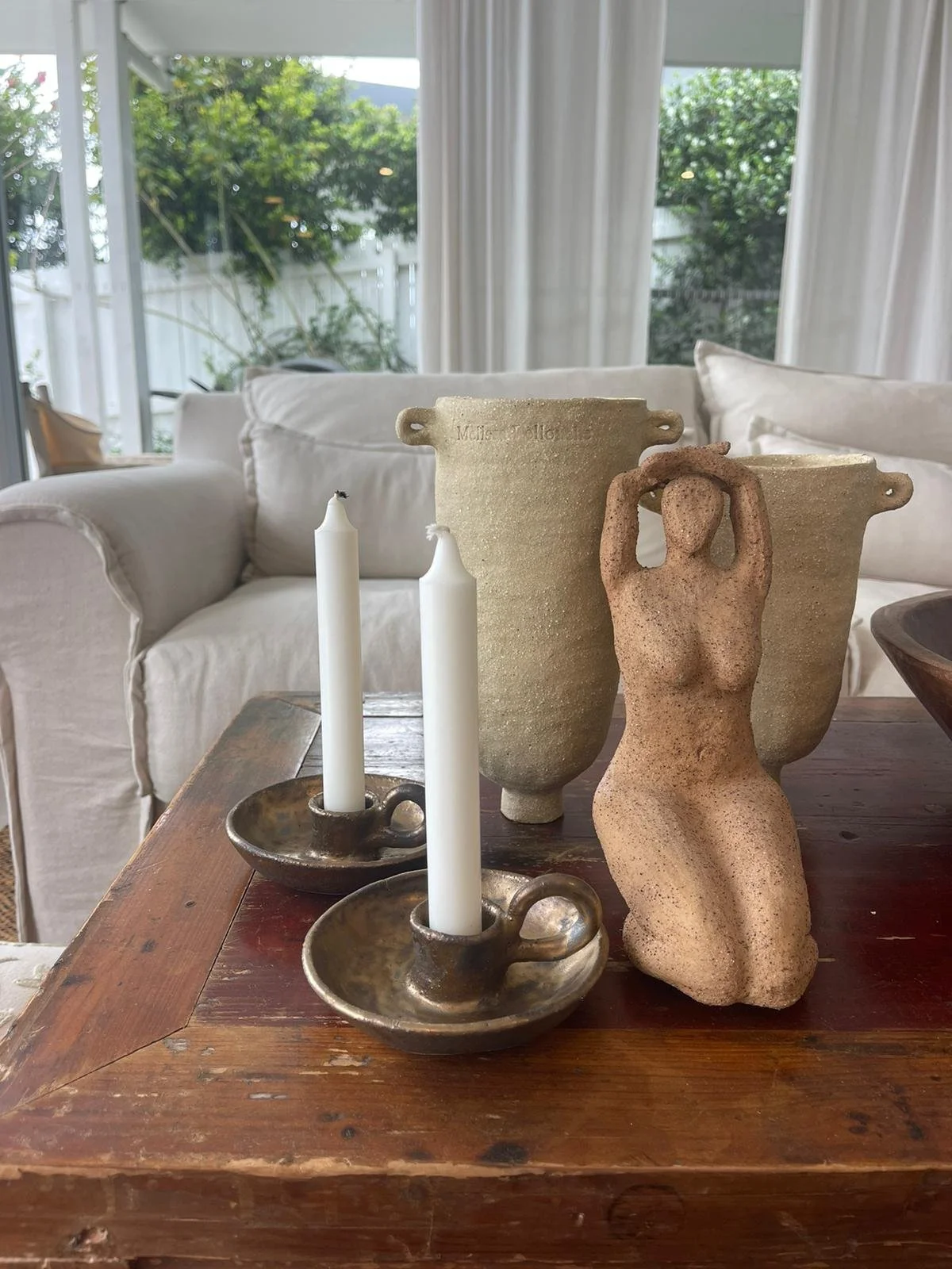 Rust Candle Holder – handcrafted ceramic candle holder by Melissa Lellouche in rich rust glaze, featuring warm earthy tones and minimalist design.