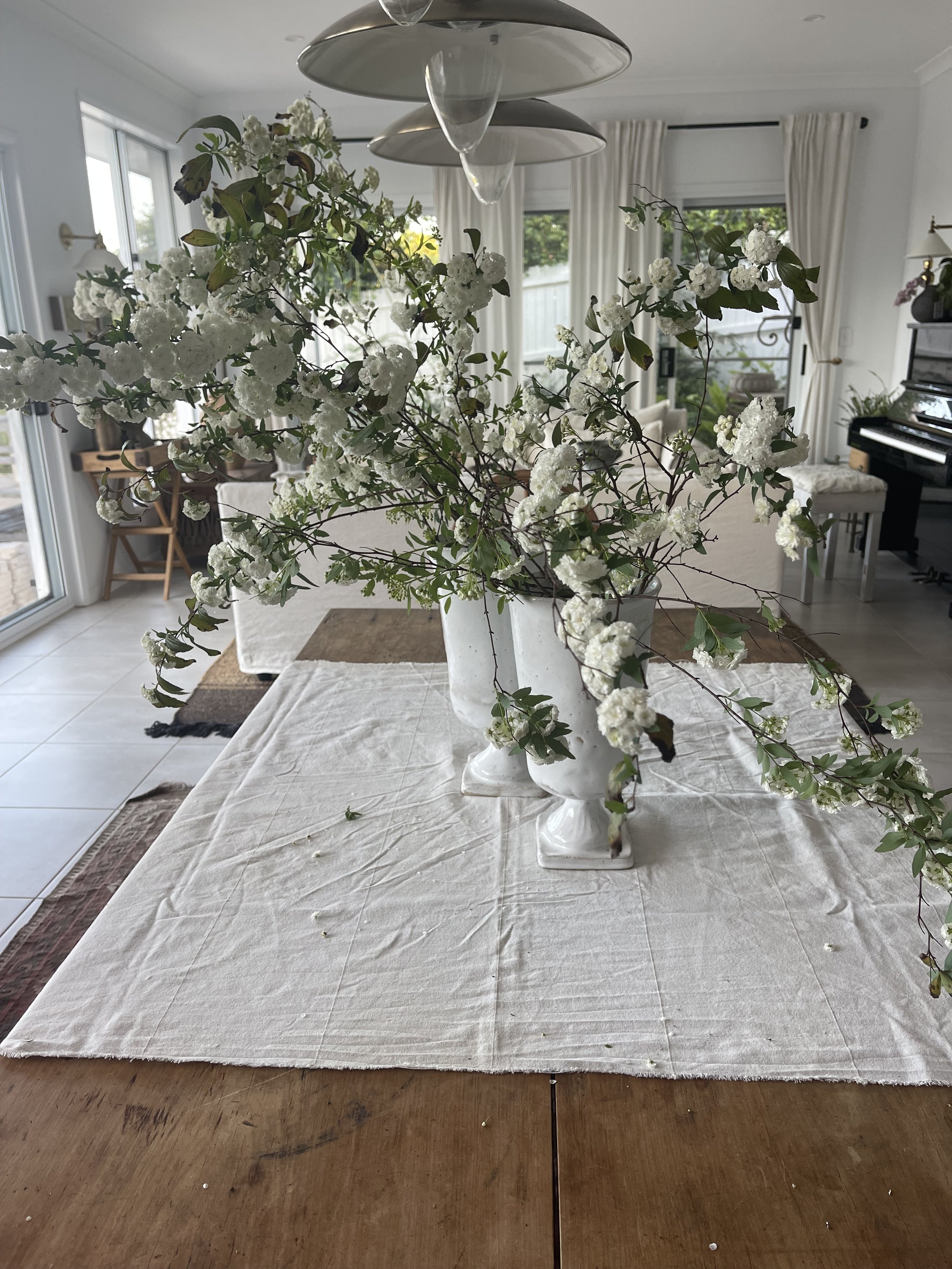 A handcrafted French White Large Classic Stand Vase, 32cm high with a glossy ceramic finish, featuring an elegant tapered design for floral arrangements or standalone decor.