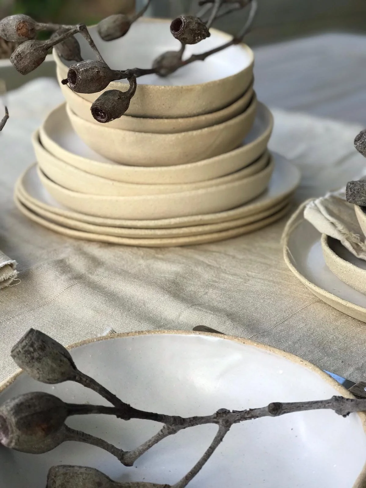 Linen White Breakfast Bowl – 17cm handmade ceramic by Melissa Lellouche with matte glaze.