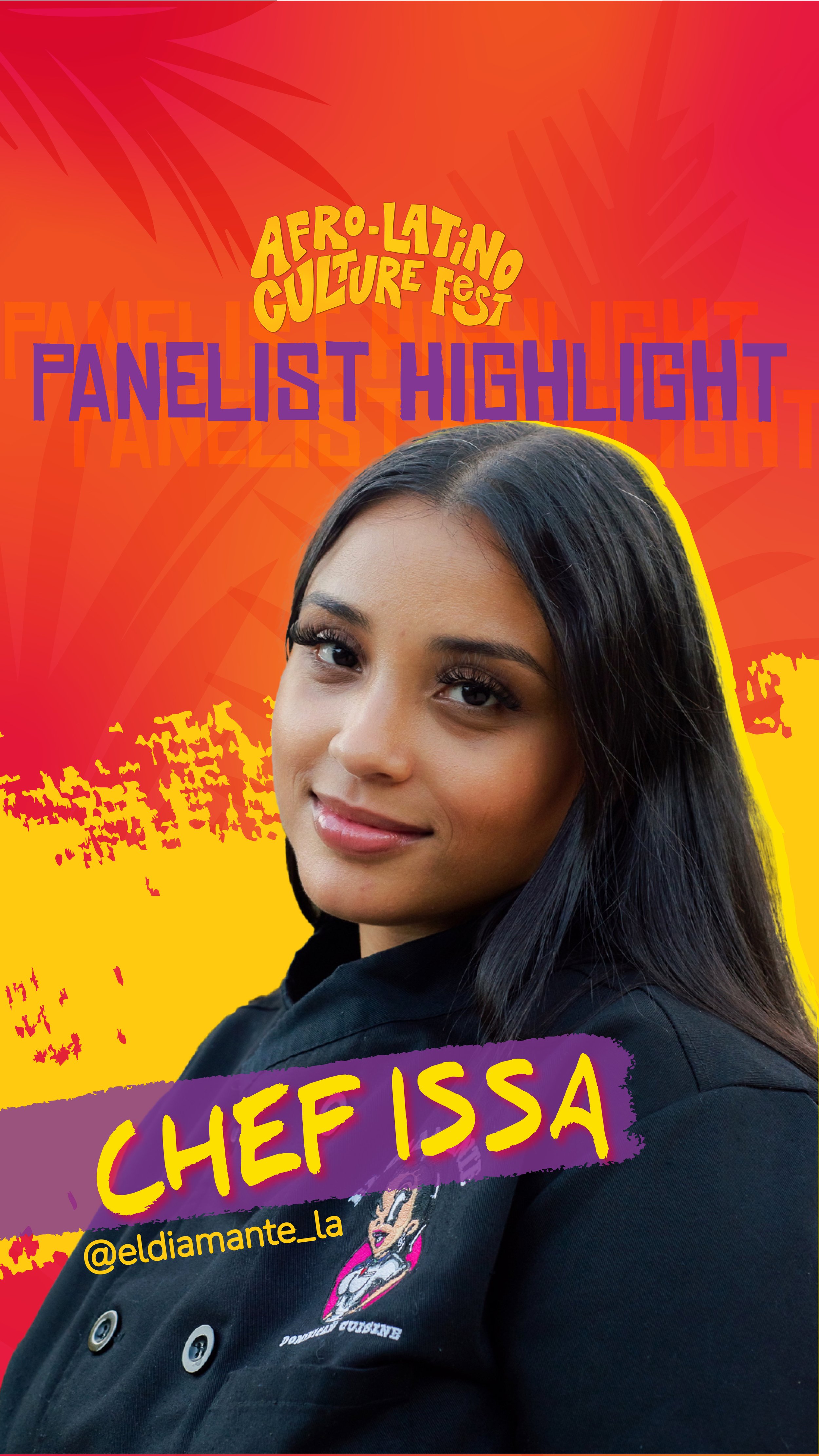 A man with short dark hair wearing a black leather jacket and white shirt against a red and purple background with the text 'Host Highlight' and 'Gadiel Orbe' repeated.