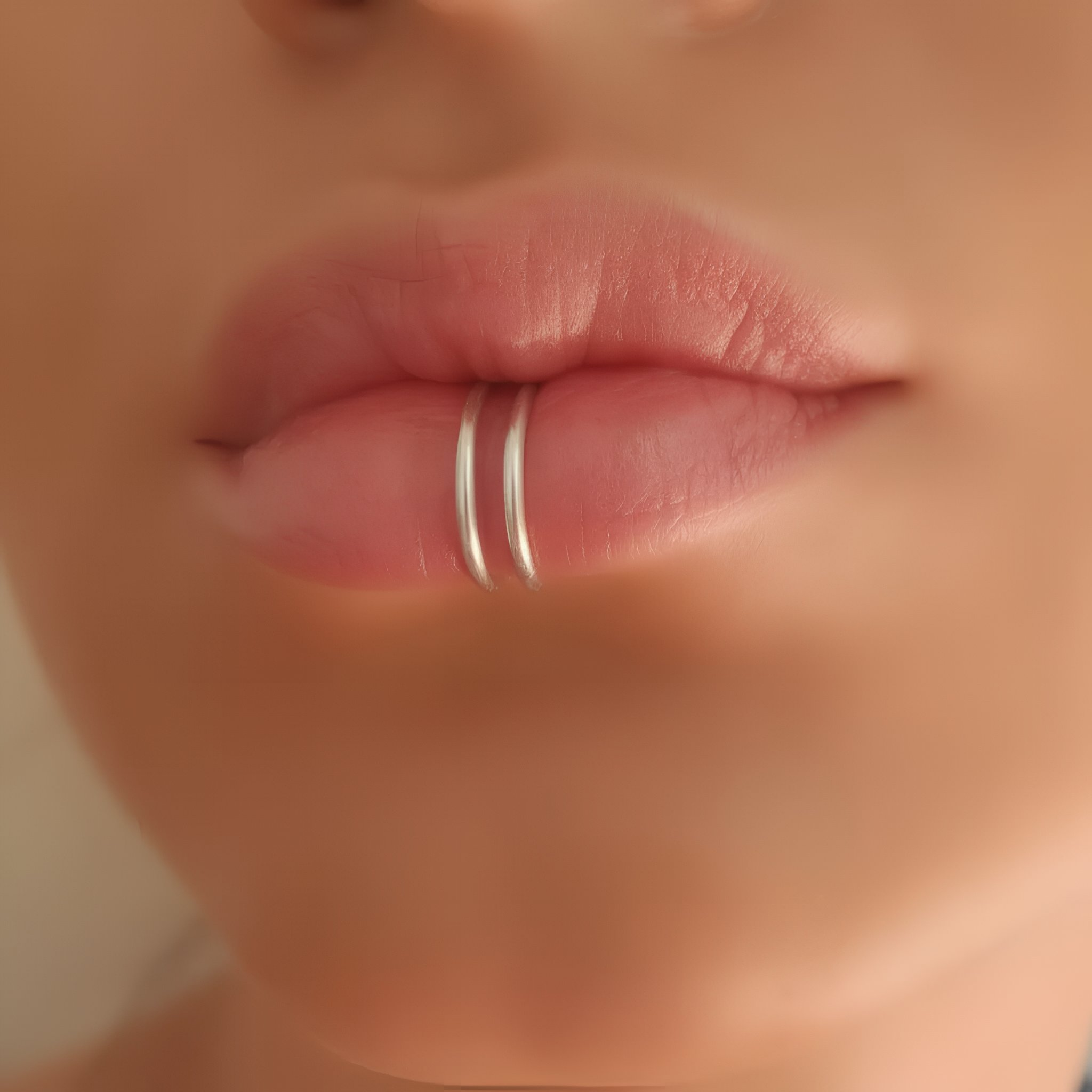 Luxury lip piercing with high-quality body jewelry at Salvation Beauty Ink