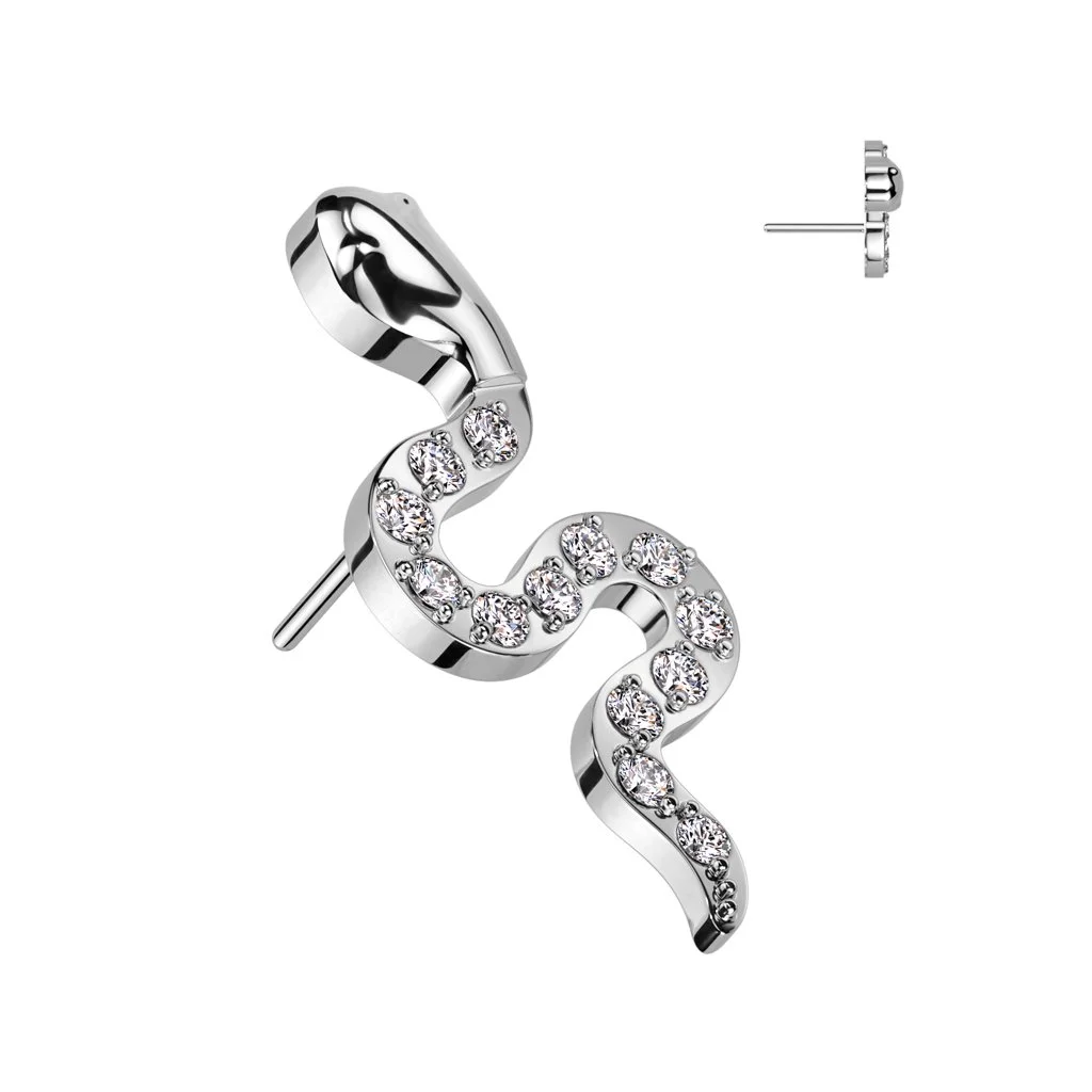 Snake-shaped diamond piercing jewelry for ear styling