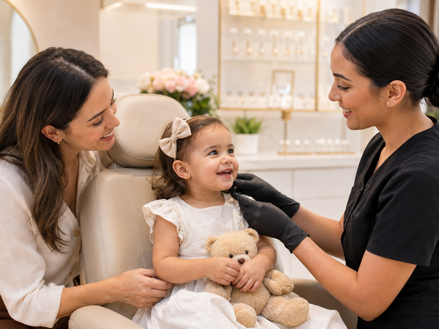 Safe and gentle baby ear piercing at Salvation Beauty Ink in Pembroke Pines, Florida