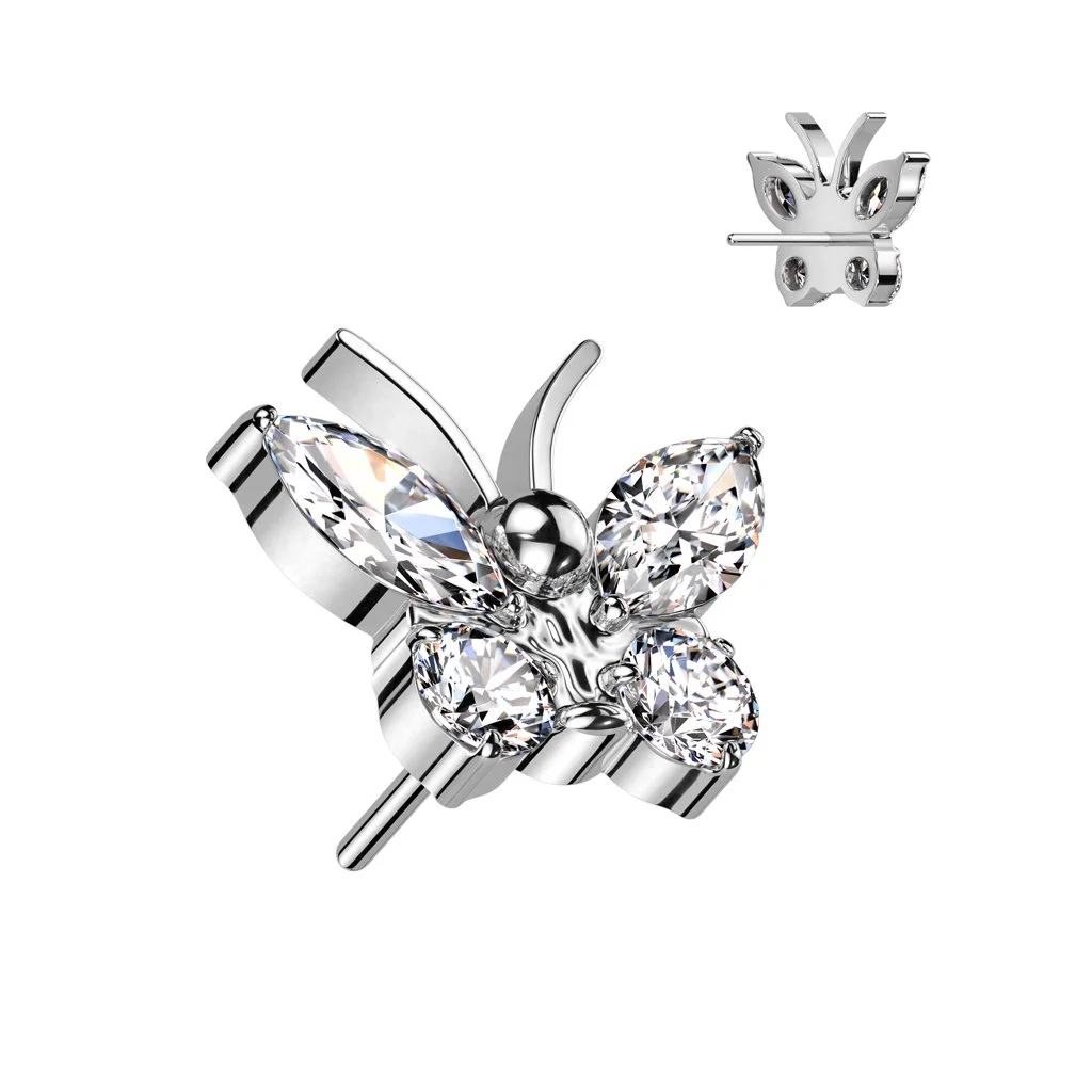Butterfly-shaped diamond jewelry for ear piercing