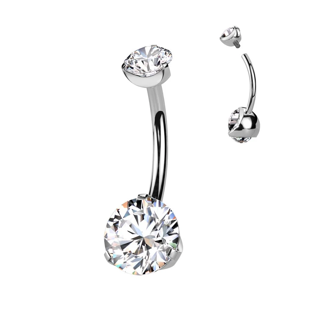 Dangle navel piercing jewelry with diamond pendant