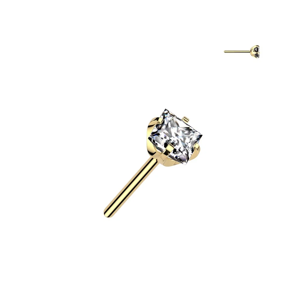 Gold nose stud with diamond for nostril piercing