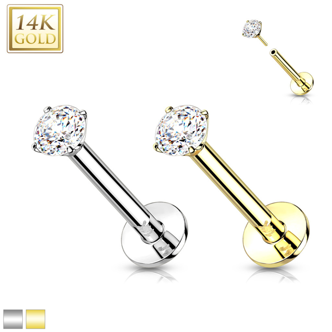 14K gold flat-back stud piercing jewelry at Salvation Beauty Ink in Pembroke Pines