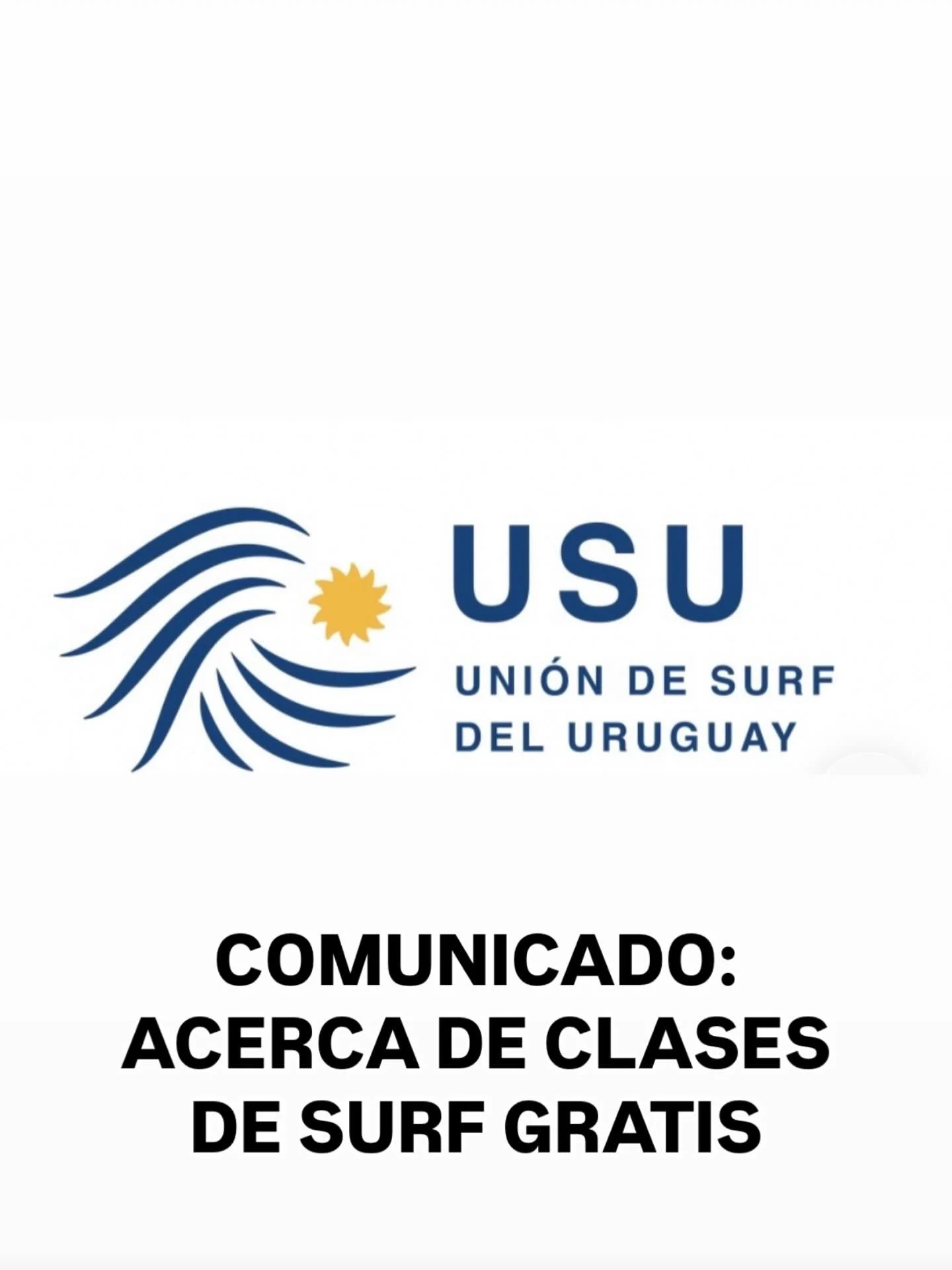 La USU confirma que no existe nadie autorizado a reclamar clases de Surf Gratis en nombre de la USU. En todo caso cualquier persona que crea tiene dicho beneficio, primero deber&aacute; dirigirse a la USU, a trav&eacute;s de instagram para consultar 