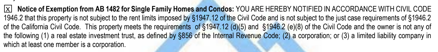 Notice of Exemption from AB1482