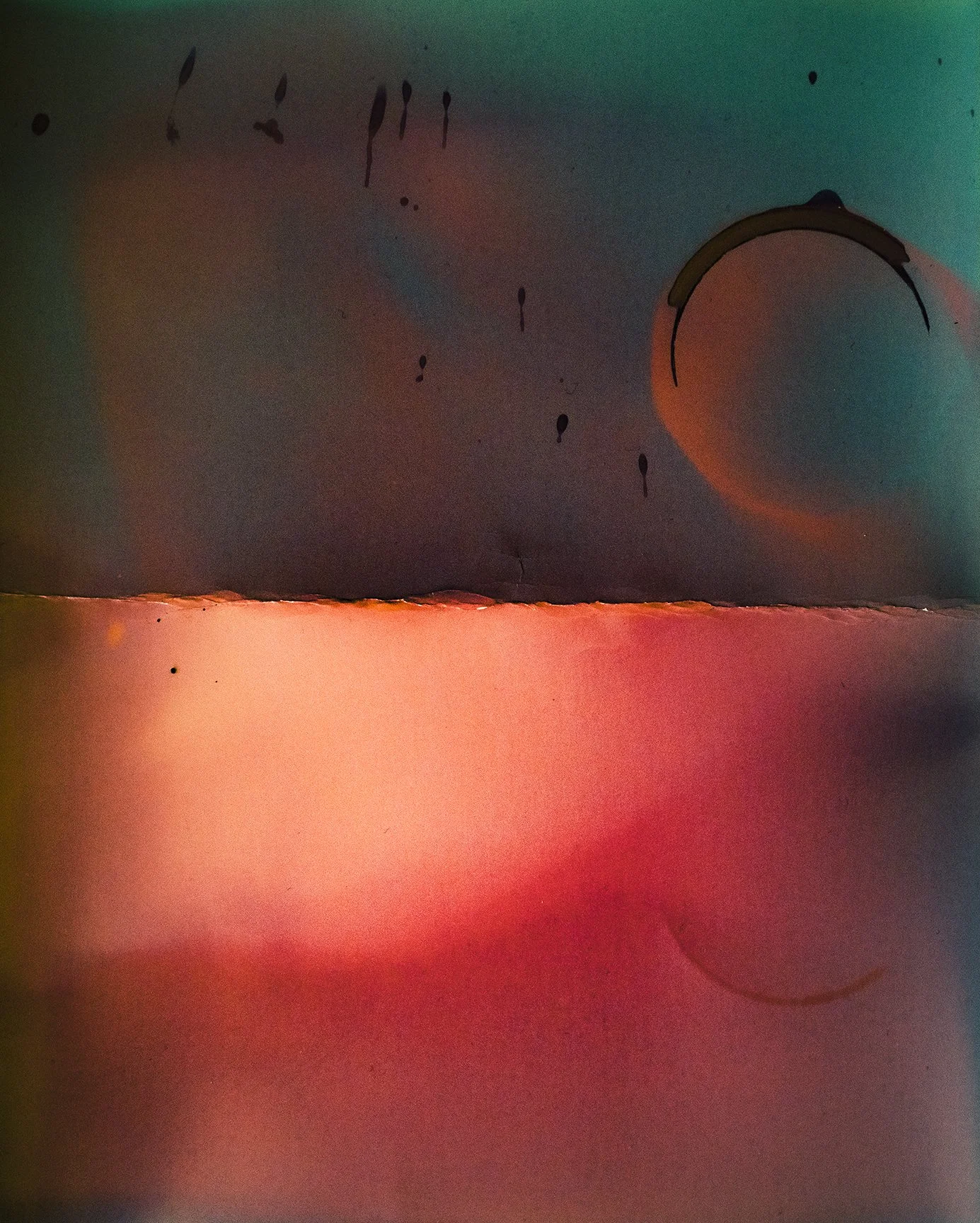 Kitchen Sink, May 15, afternoon, sun (Crescent Moon), inkjet print of lumen print, 20x24 inches, 2026 