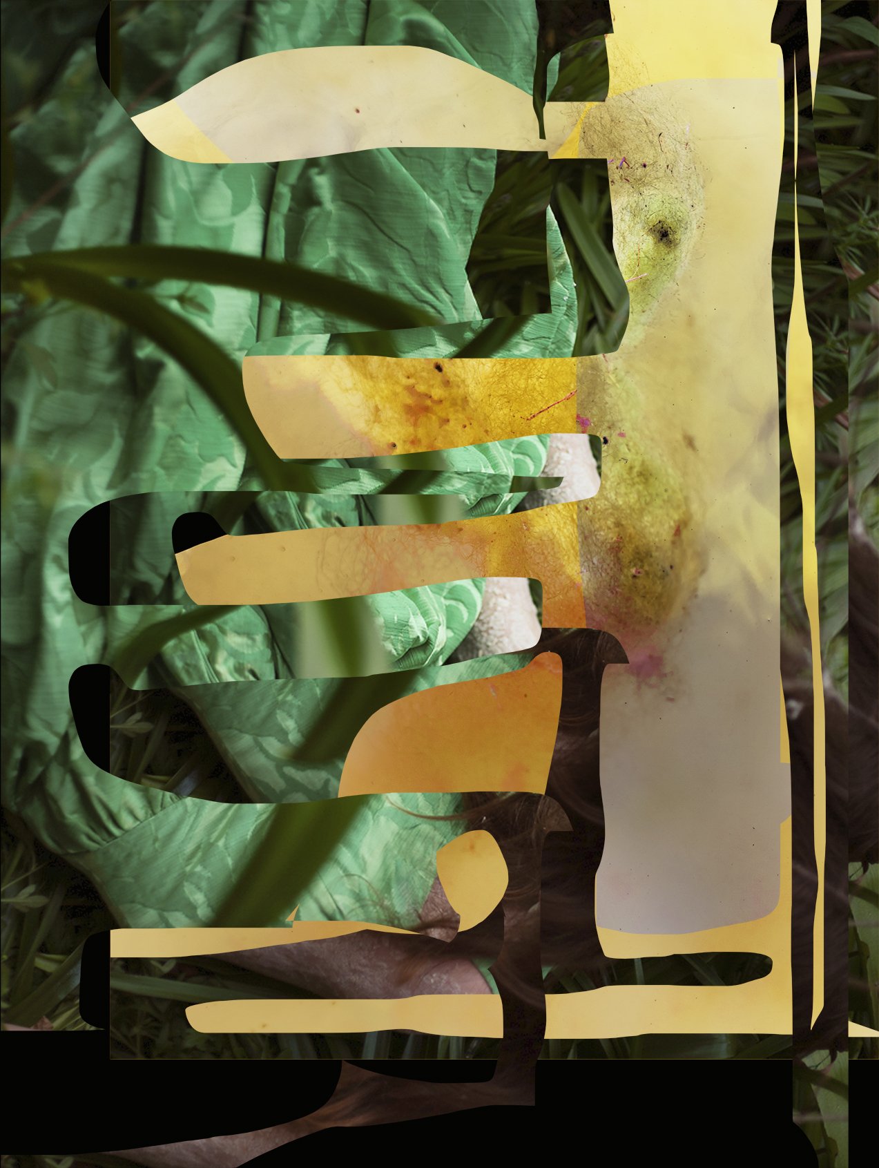 Dress/Algae, cut inkjet prints, 32x44 inches, 2024