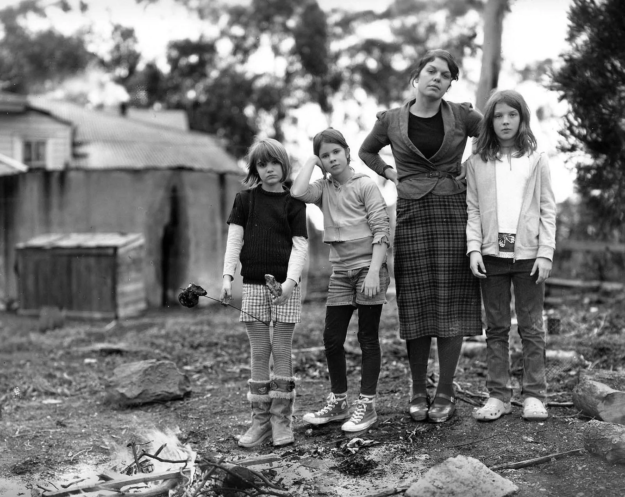Greens Rd with fire, silver gelatin print, 20x24 inches, 2009